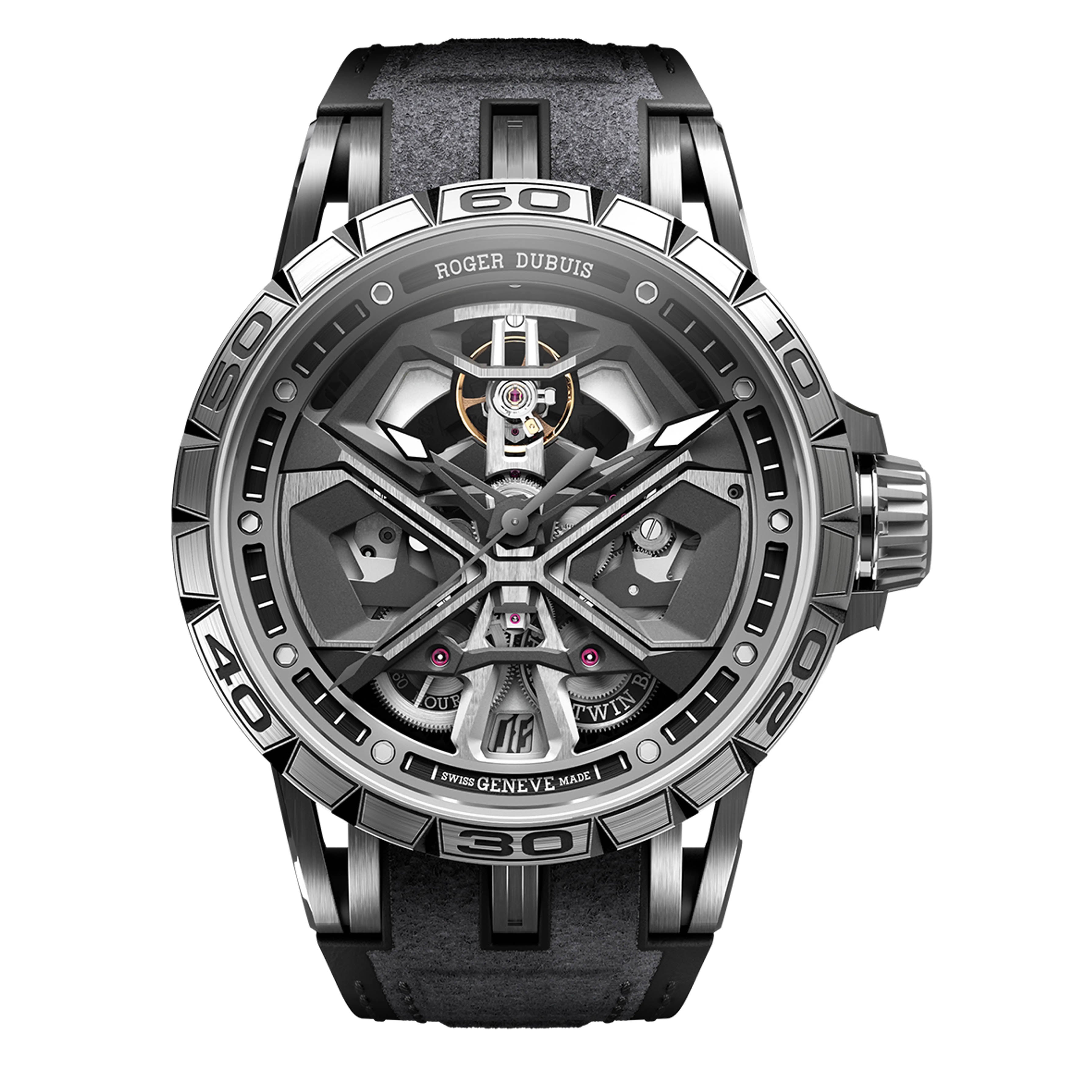 Roger Dubuis Excalibur Spider Monobalancier Huracan Watch, 45mm Gray Skeleton Dial, DBEX0748