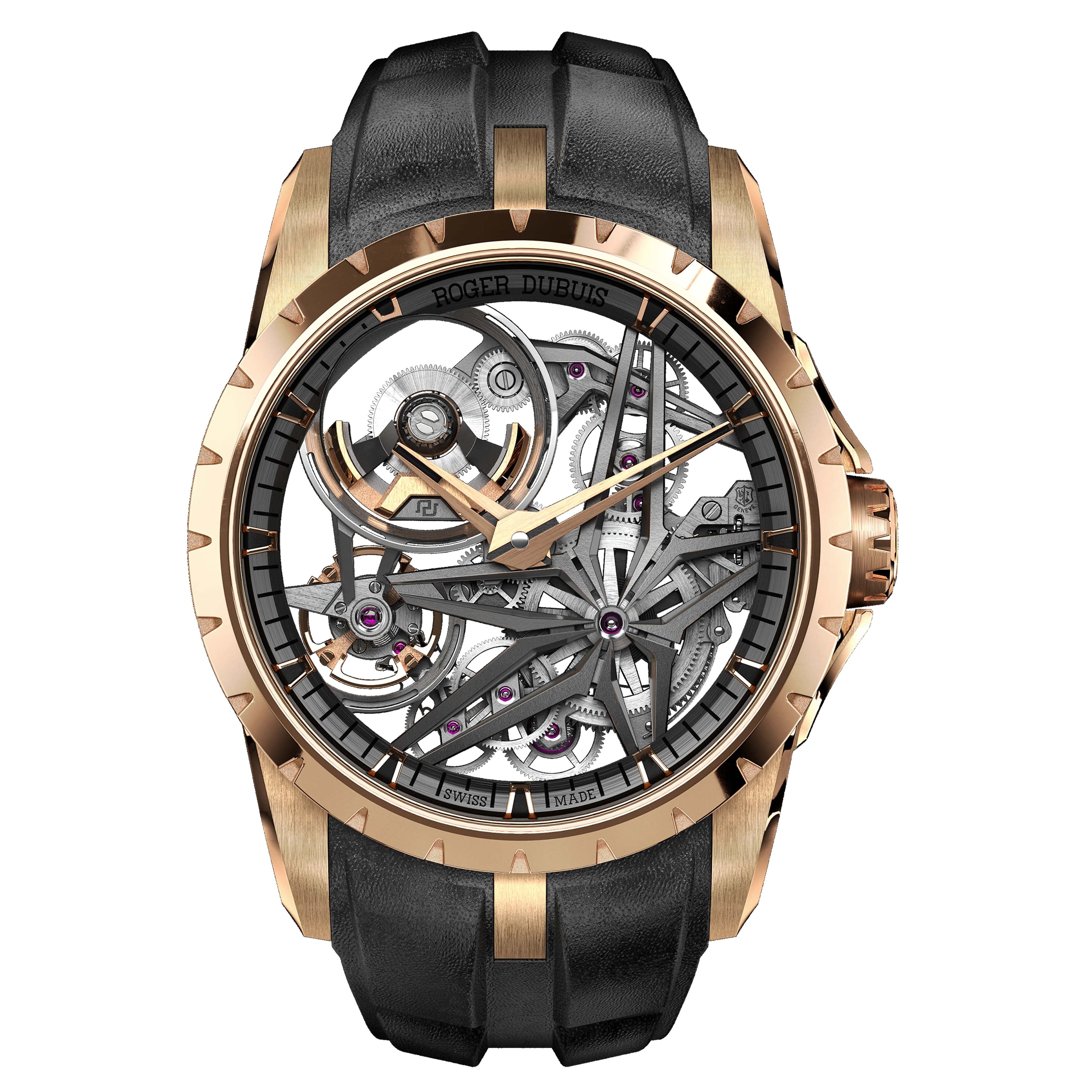 Roger Dubuis Excalibur Monobalancier Eon Gold Watch, 42mm Black Skeleton Dial, DBEX0954