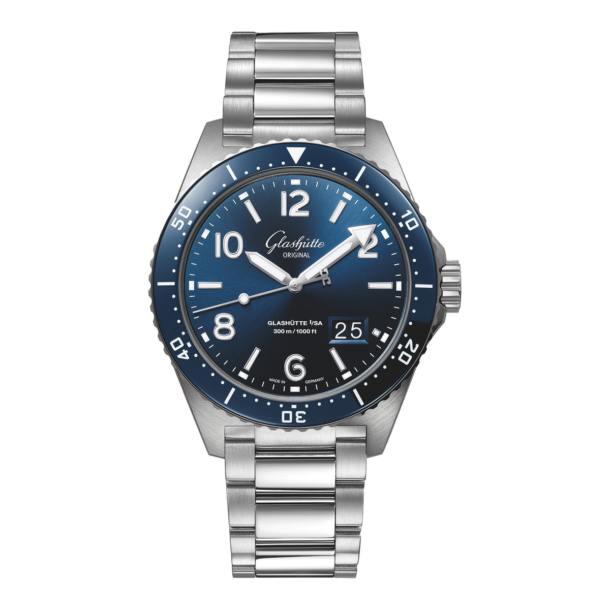 Glashutte Original SEAQ PANORAMA DATE Watch, 43MM Blue Dial, 1-36-13-02-81-70