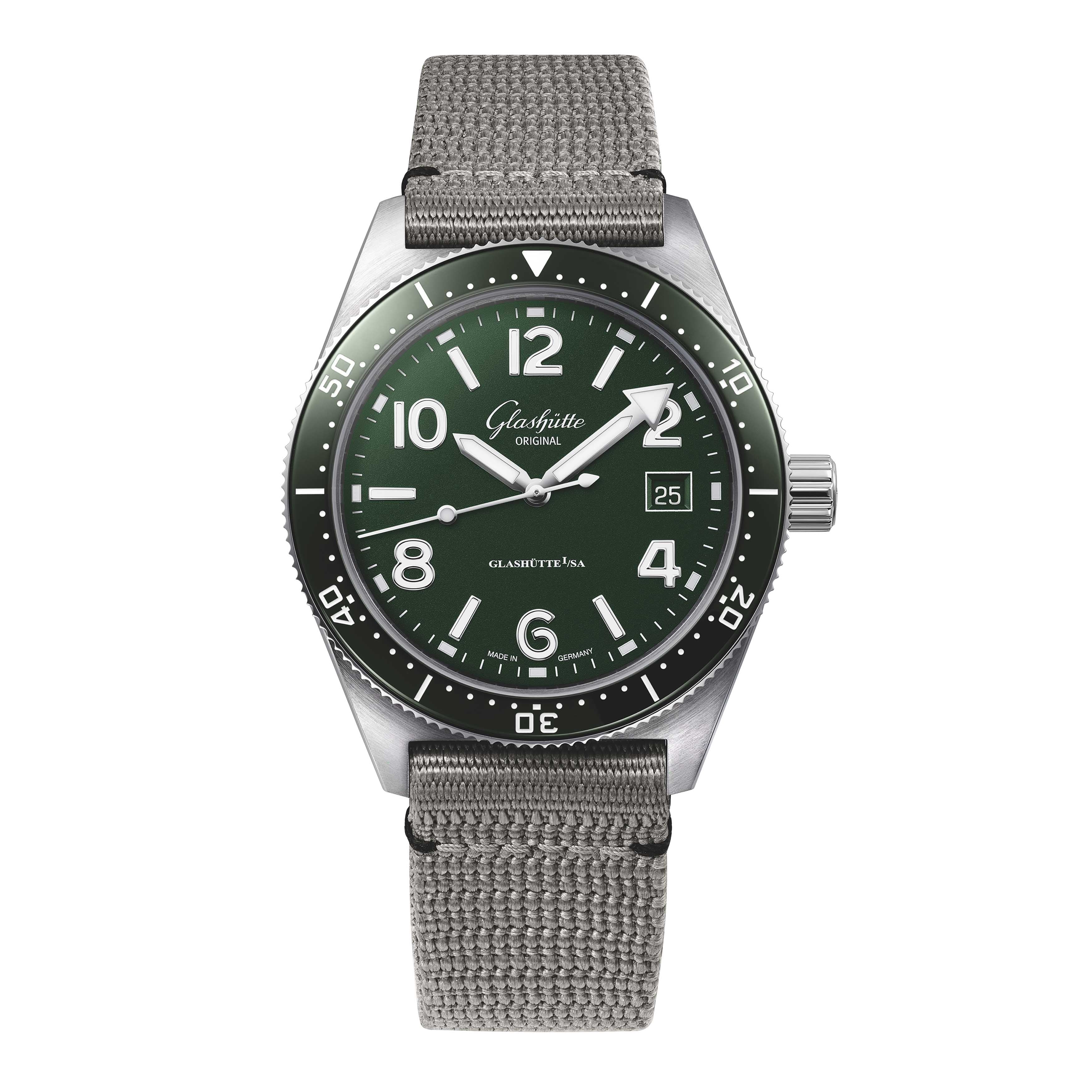 Glashutte Original SEAQ Watch, 39.5MM Green DIal, 1-39-11-13-83-34