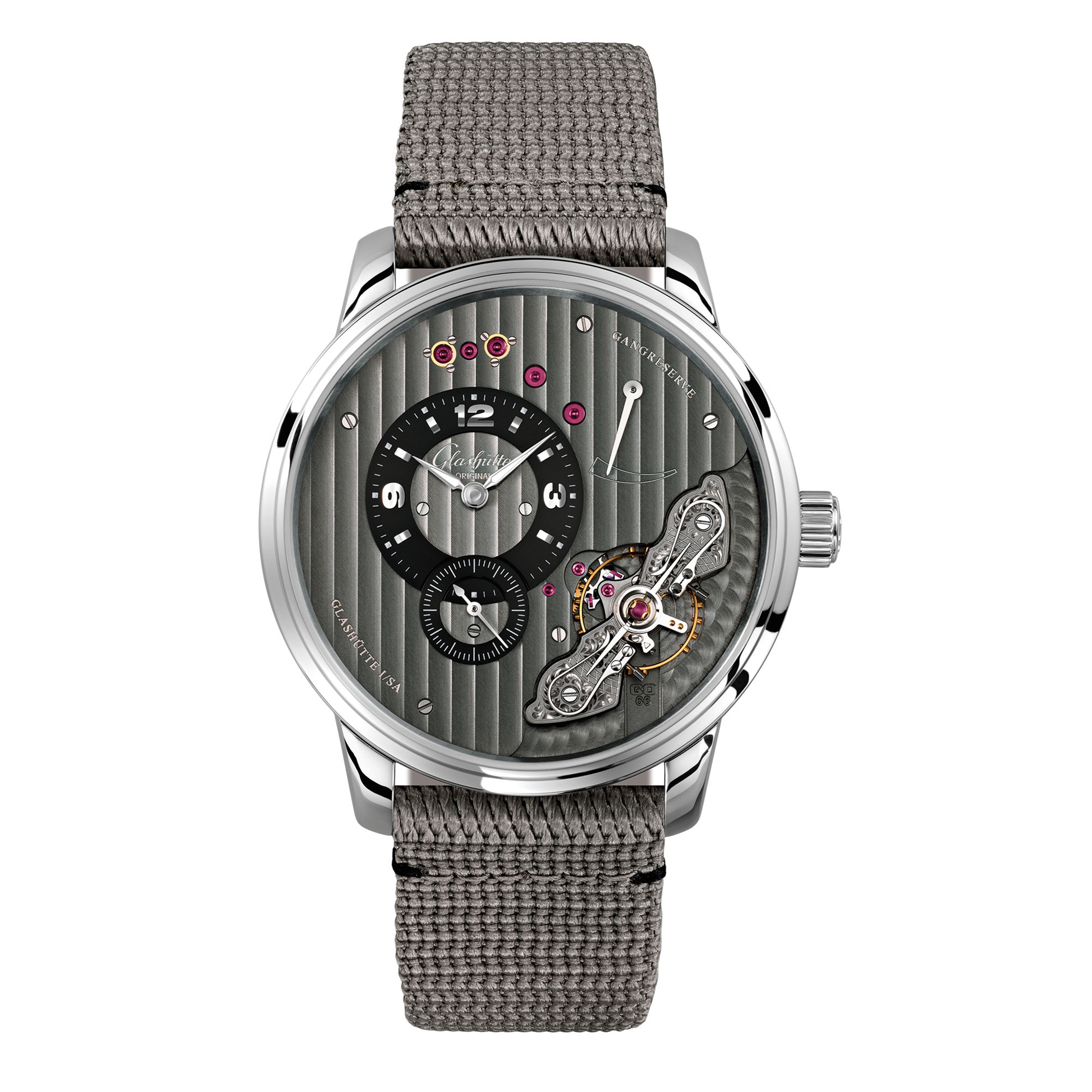 Glashutte Original PANOmaticINVERSE Watch, 42MM Skeleton Dial, 1-66-06-04-22-66