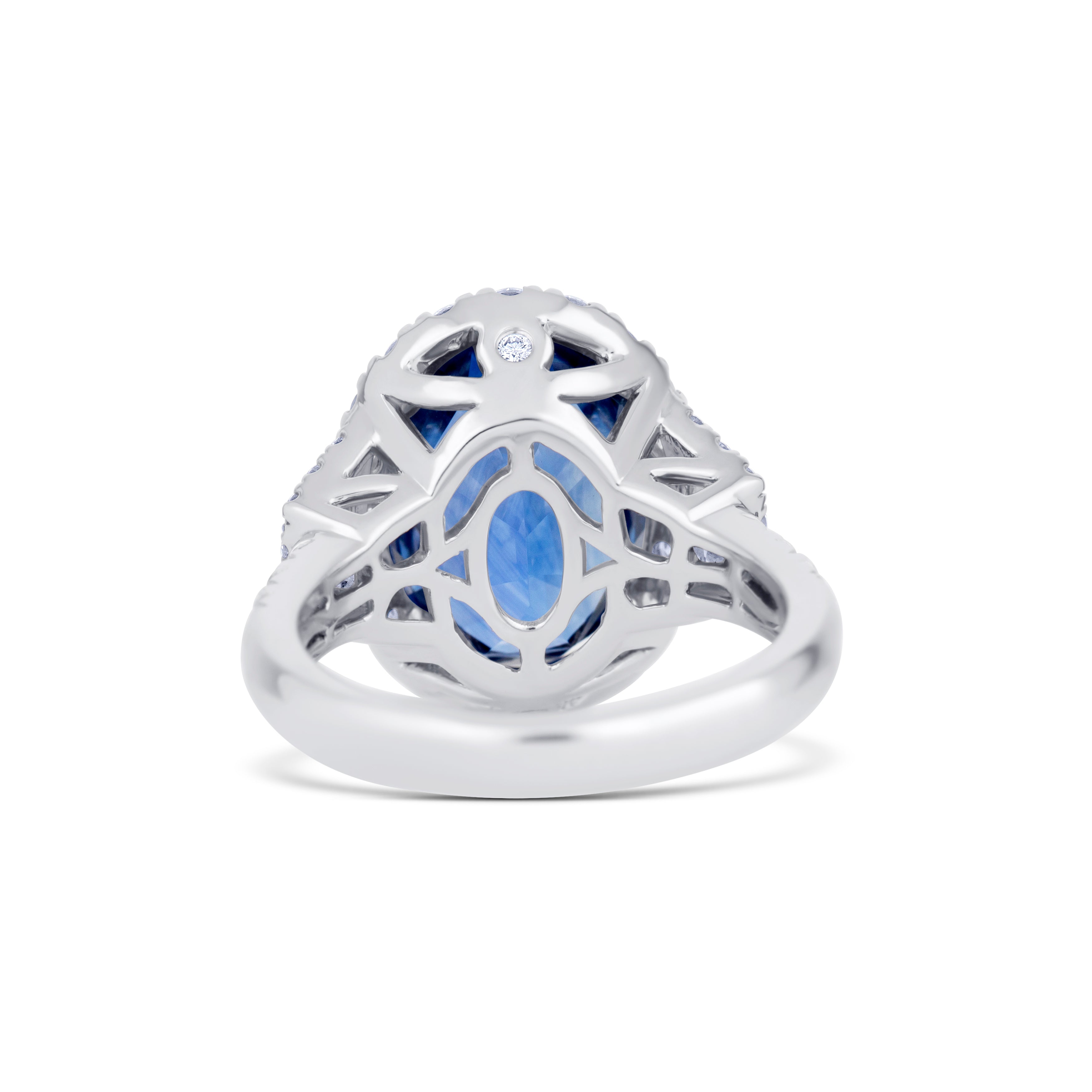 Platinum Oval Cut Sapphire and Diamond Ring