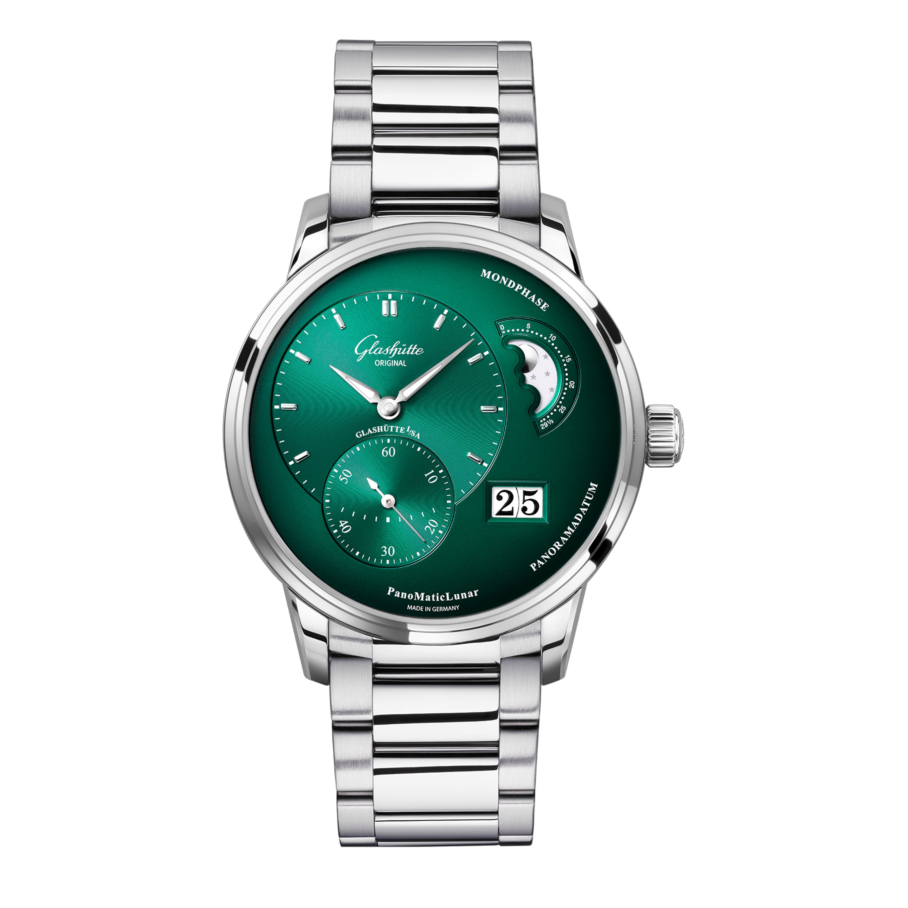 Glashutte Original PanoMaticLunar Watch, 40mm Green Dial, 1-90-02-13-32-70