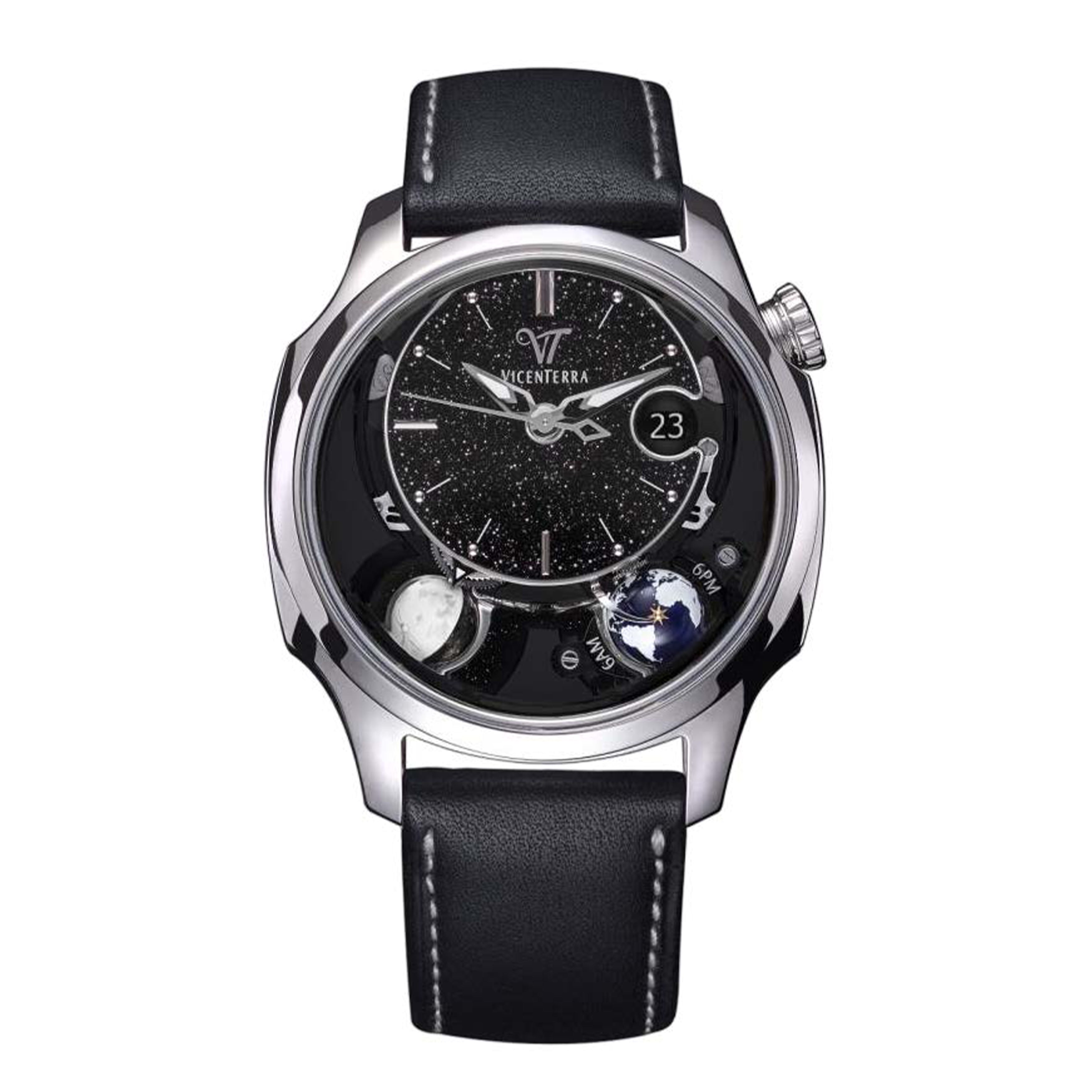 Vicenterra Astroluna T3 Black Cosmos Watch, 41.5mm Black Aventurine Dial, VT.354.01.23