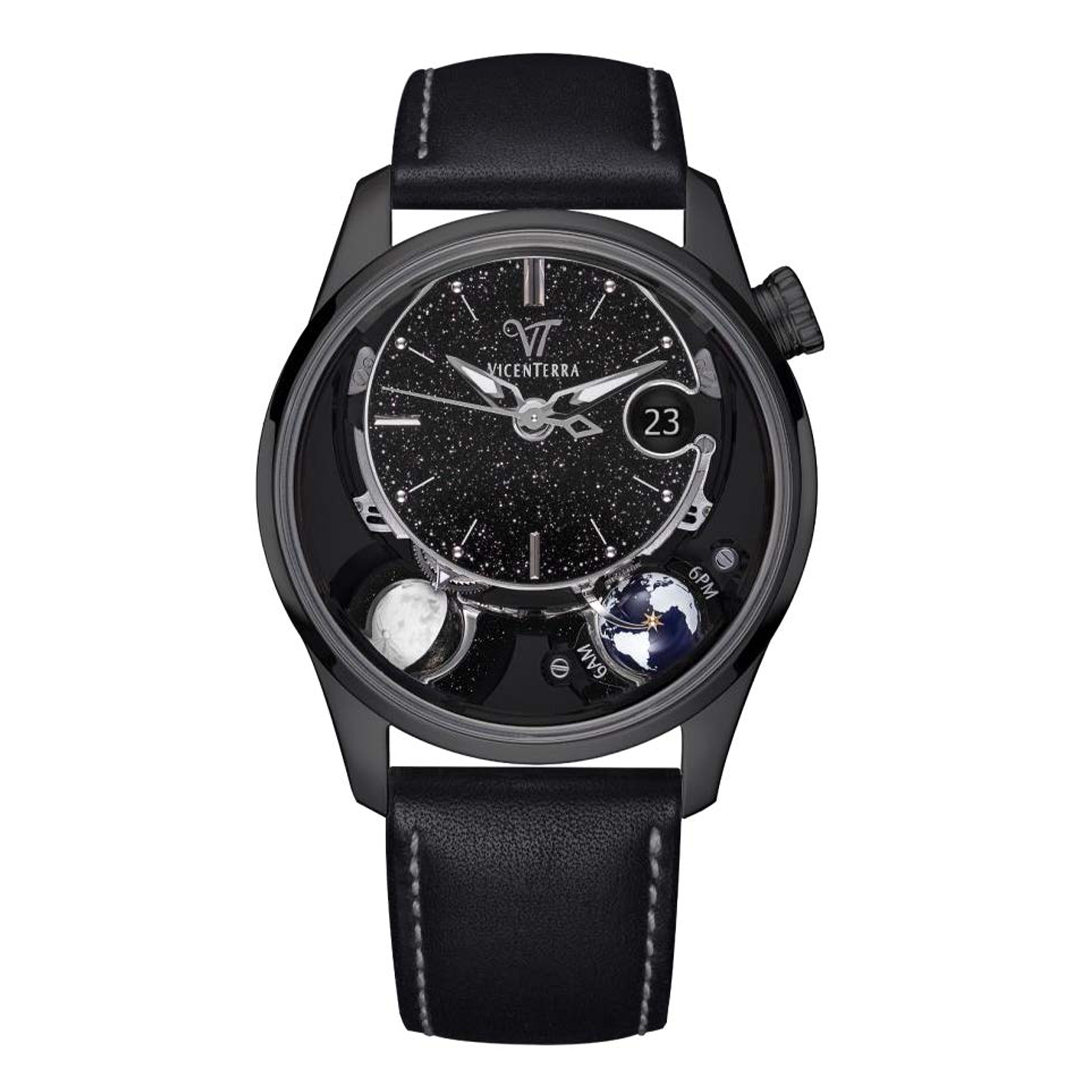 Vicenterra Astroluna Classic T2 Black Aventurine Watch, 41.5mm Black Aventurine Dial, VT.274.01.22