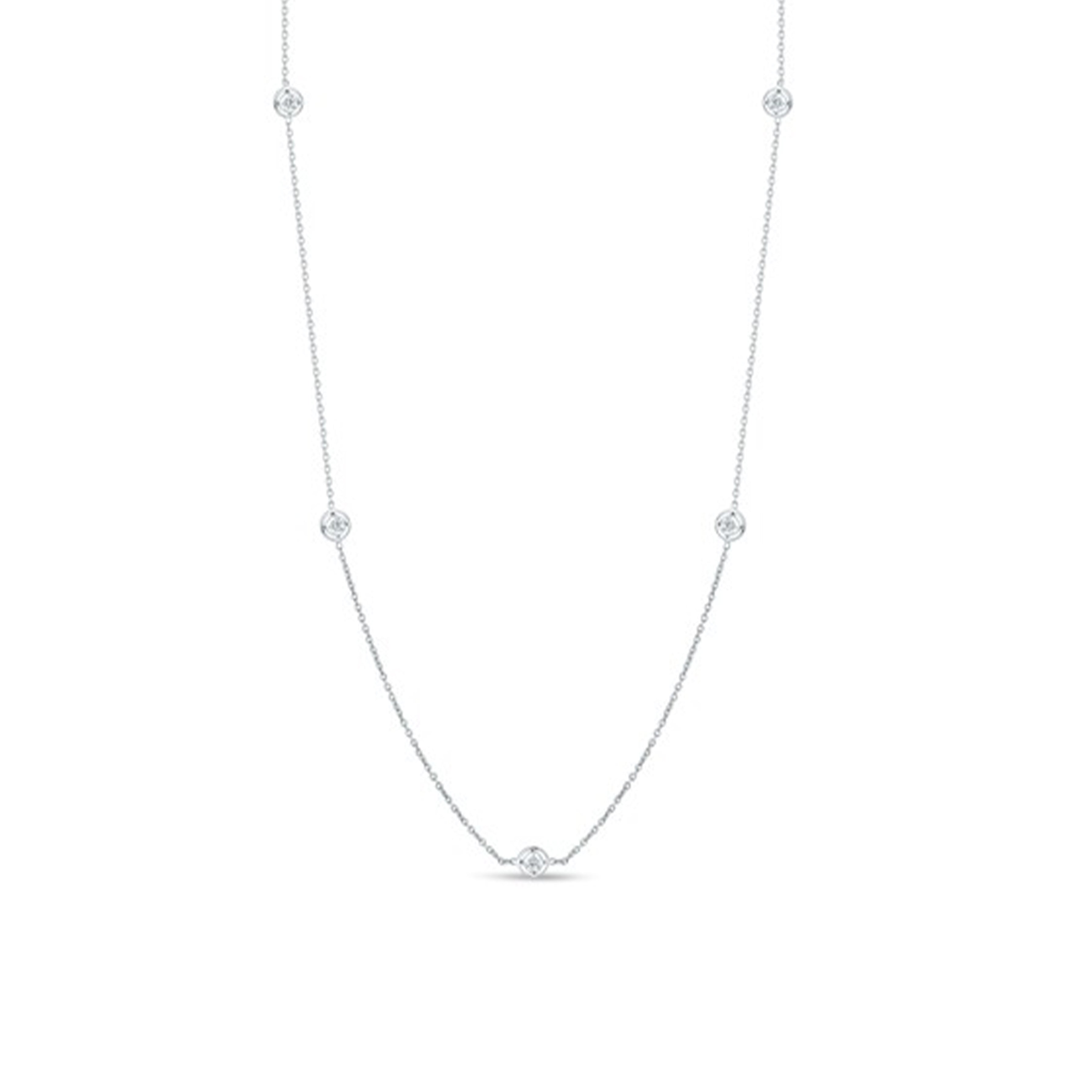 18K White Gold Roberto Coin Diamond Station Necklace