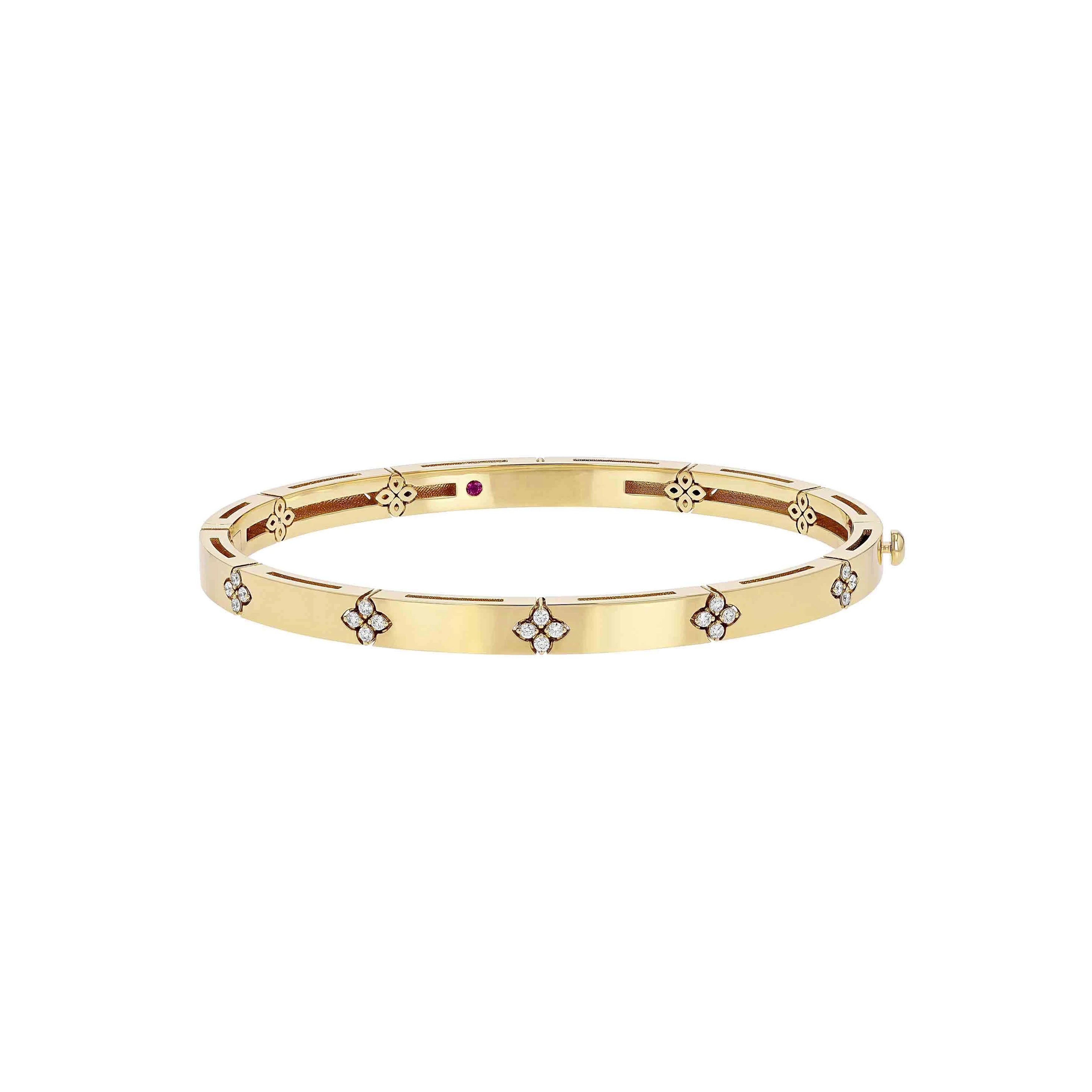18K Yellow Gold Roberto Coin Love in Verona Diamond Bangle Bracelet
