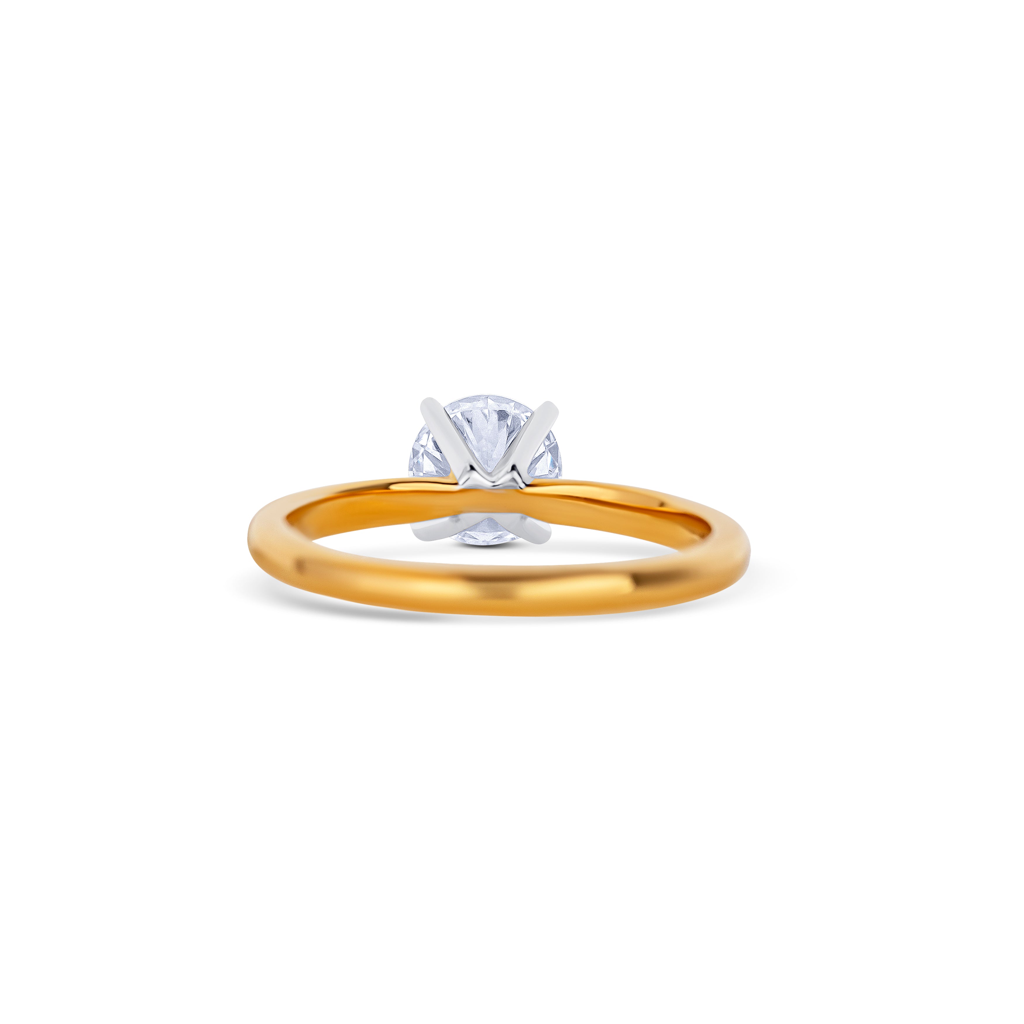 18K Yellow Gold Round Cut Diamond Lab Grown Engagement Ring