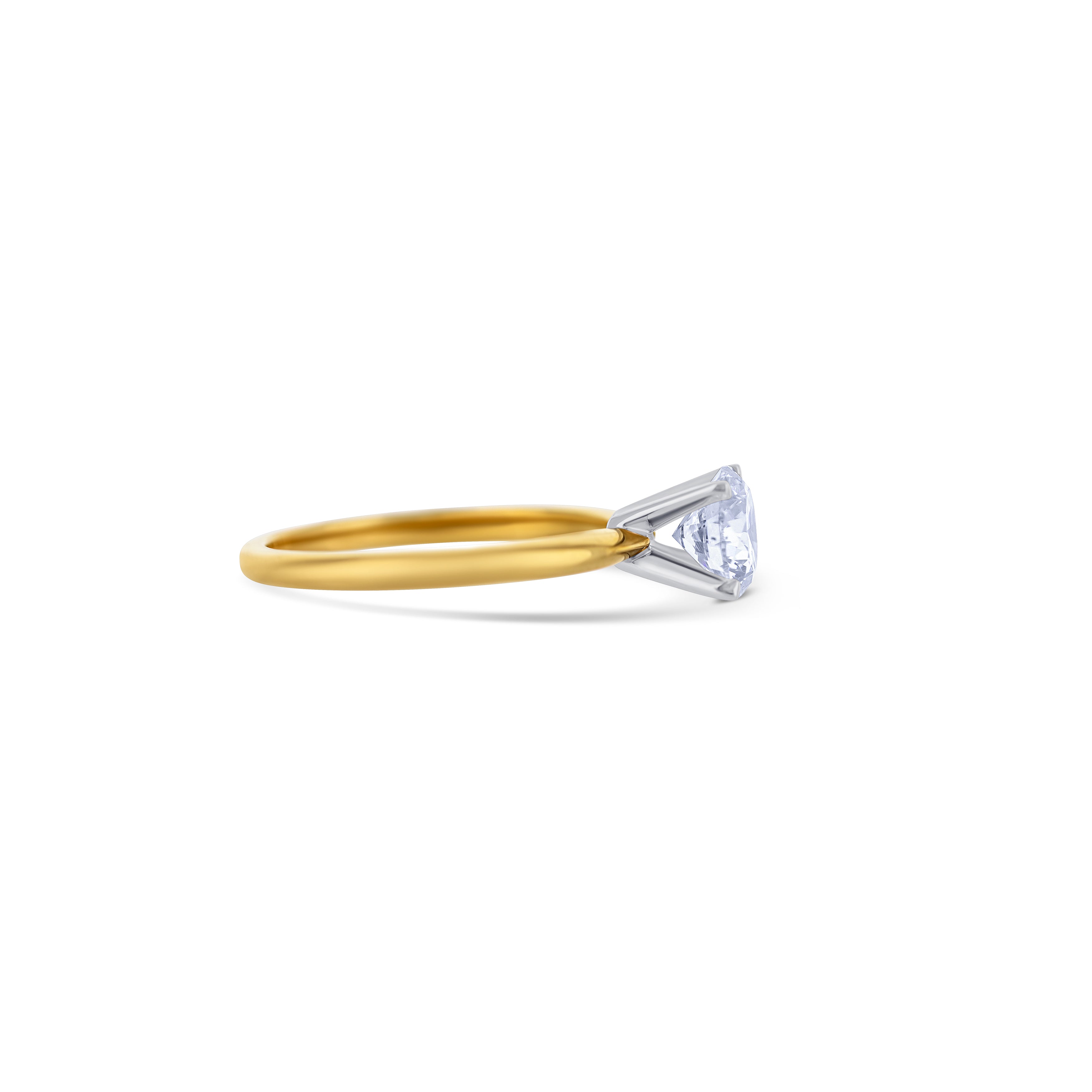 18K Yellow Gold Round Cut Diamond Lab Grown Engagement Ring