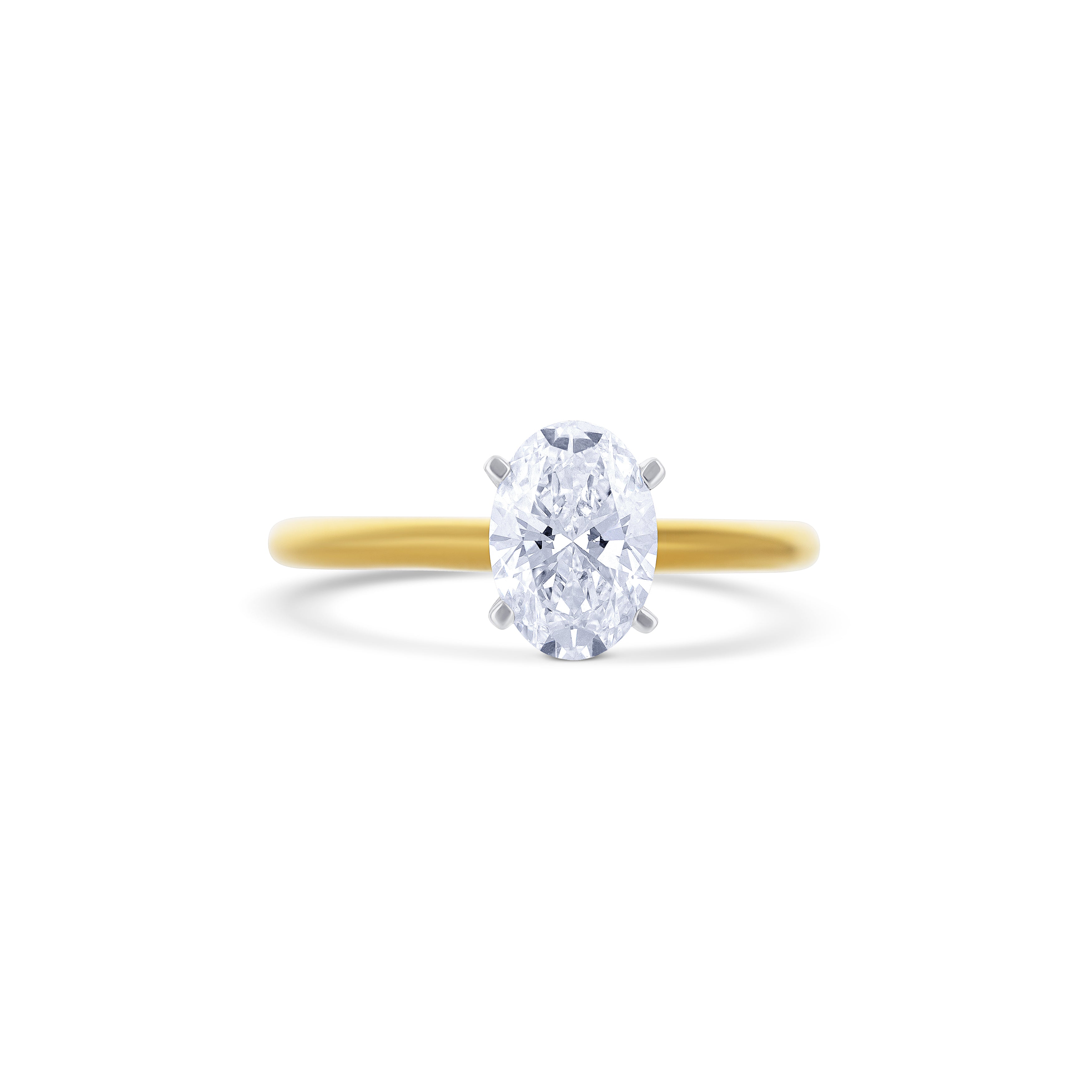18K Yellow Gold Oval Cut Diamond Lab Grown Engagement Ring