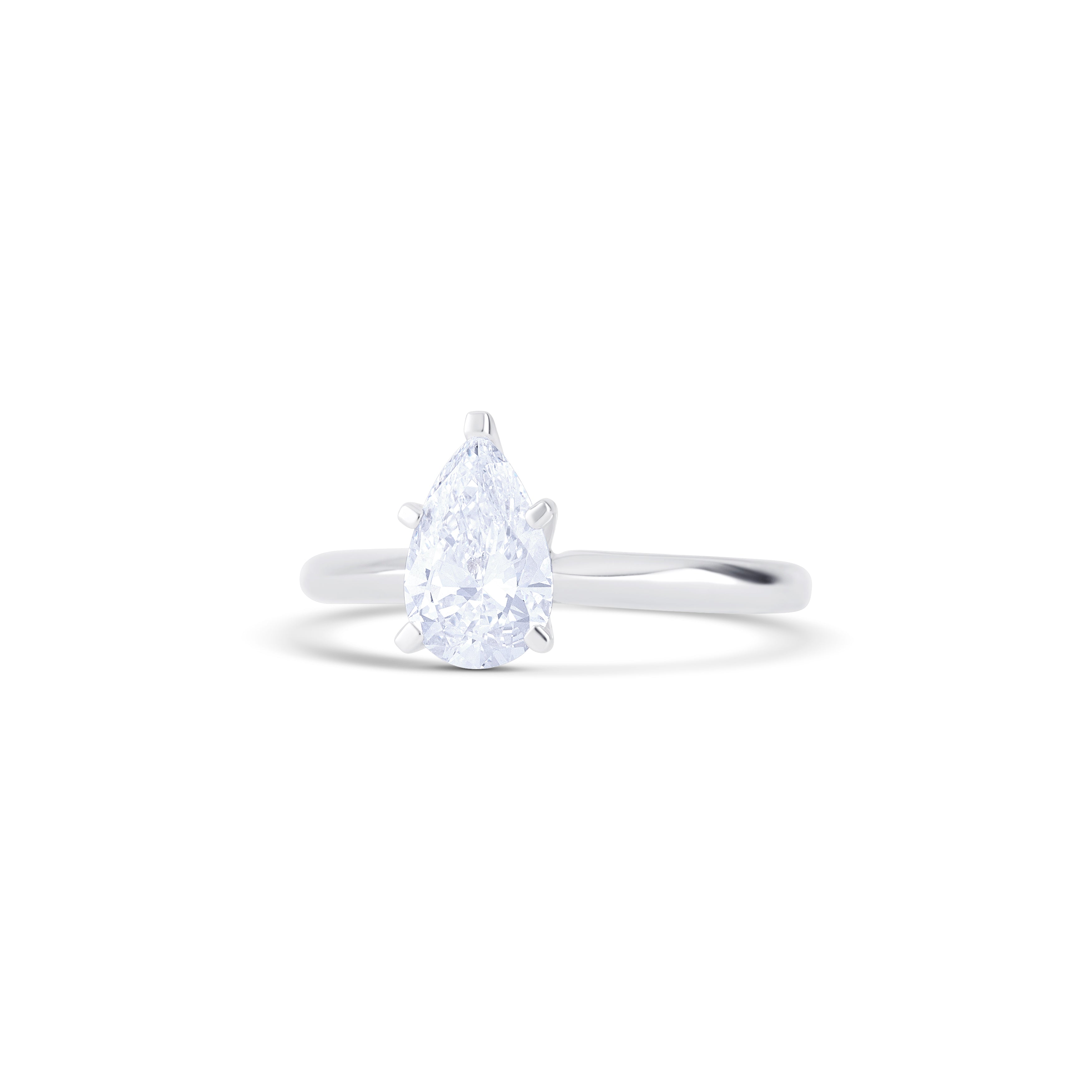 18K White Gold Pear Lab Grown Diamond Ring