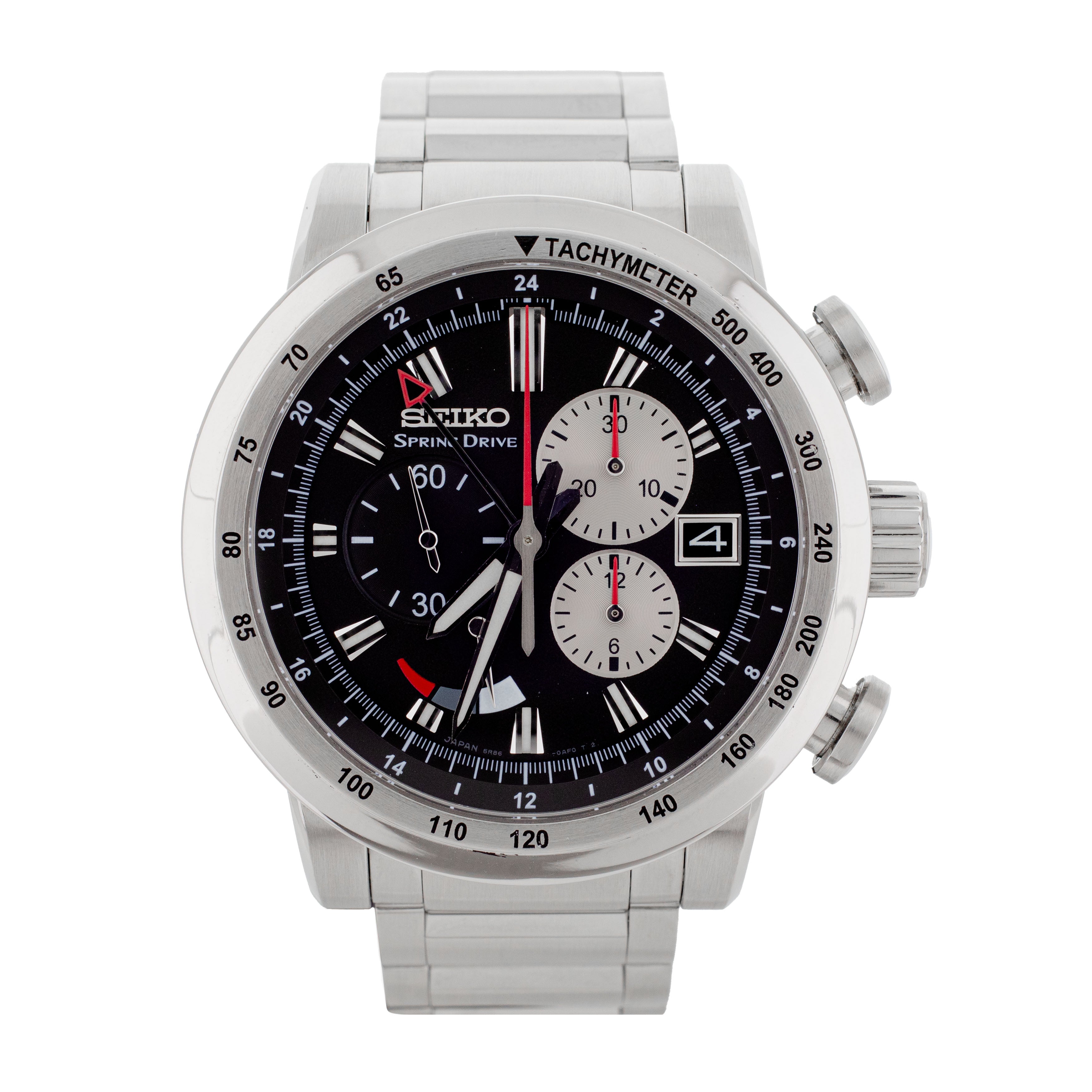 Seiko Sport Spring Drive Chronograph GMT Steel Black Dial 45mm SPS003J1