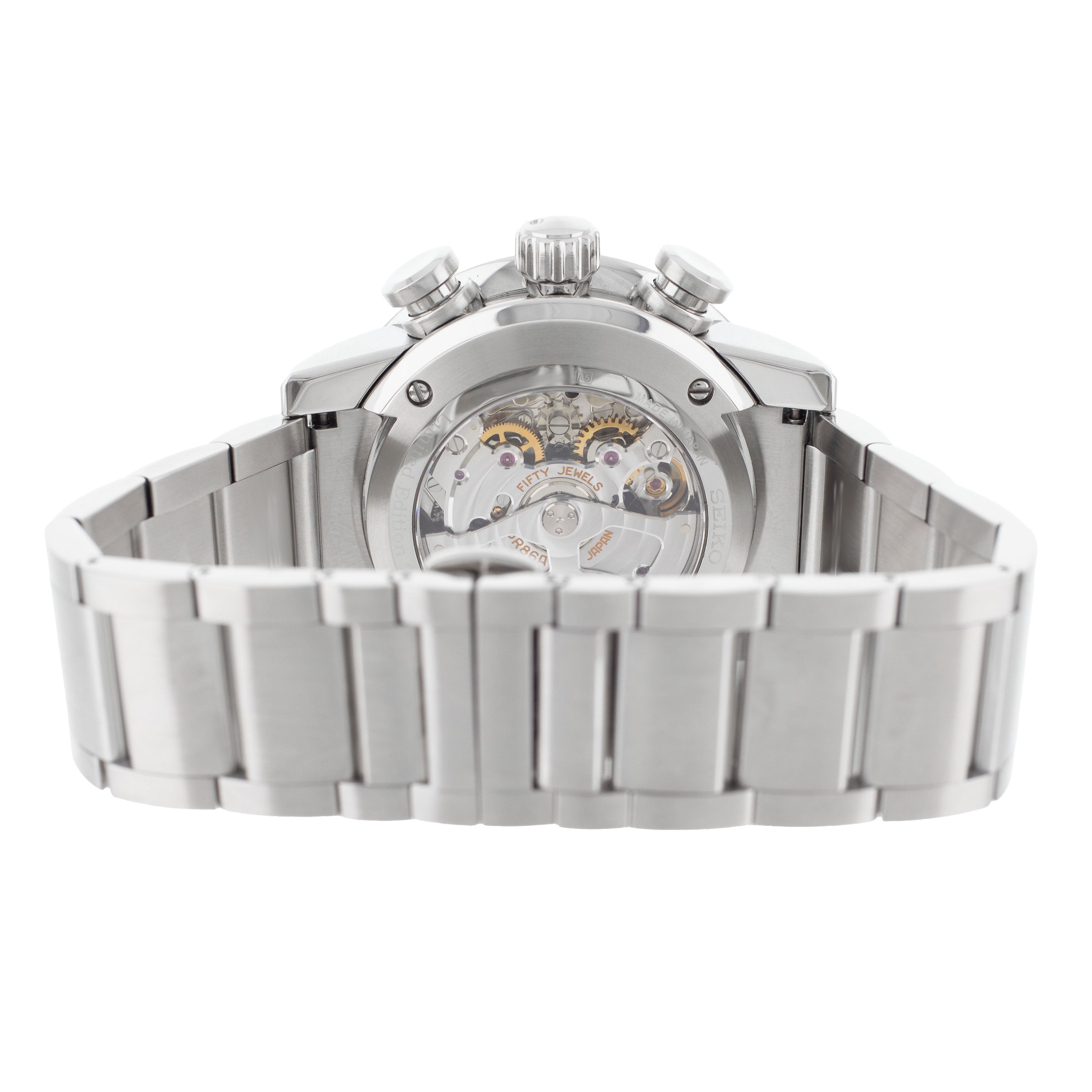 Seiko Sport Spring Drive Chronograph GMT Steel Black Dial 45mm SPS003J1