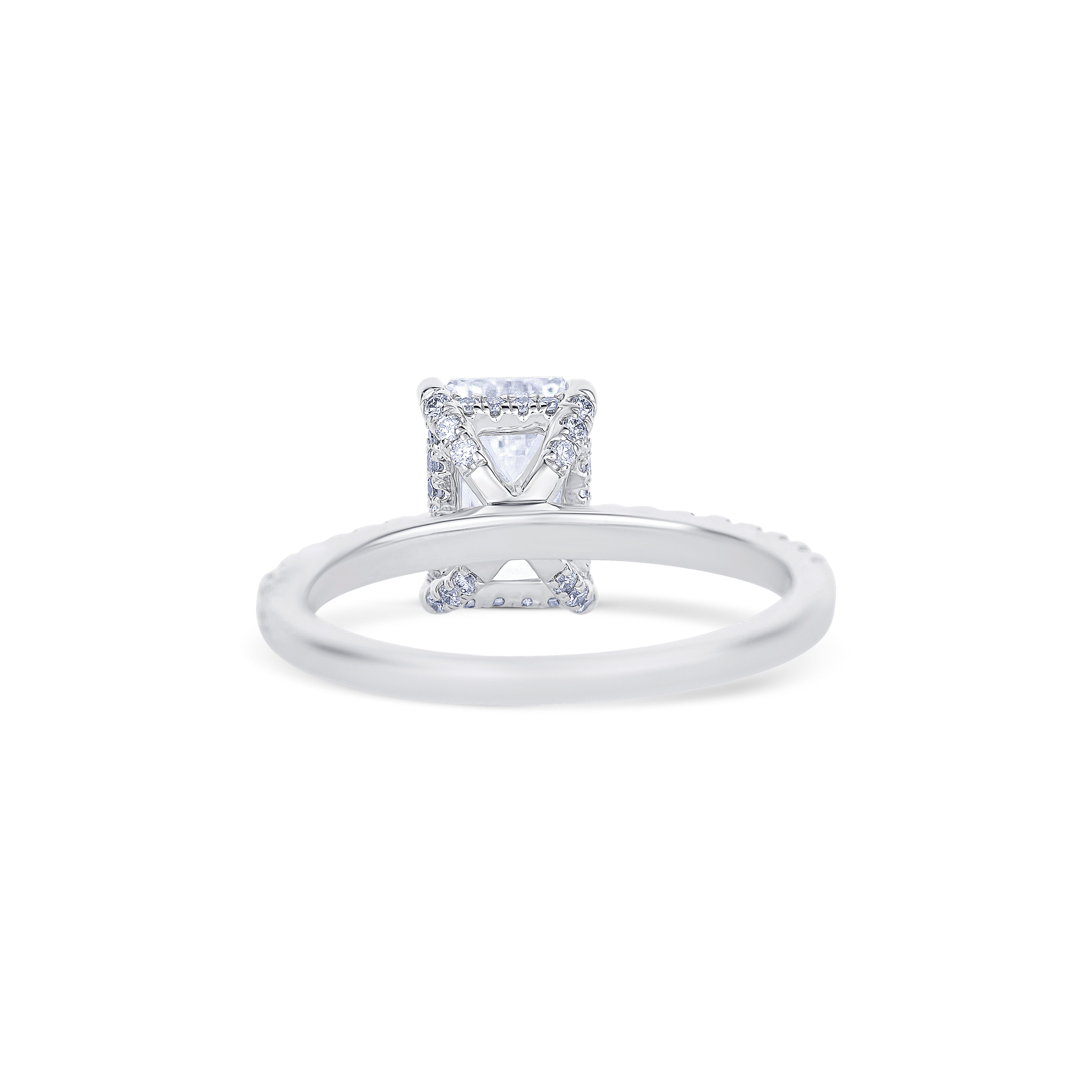 18K White Gold Emerald Cut Diamond Lab Grown Engagement Ring