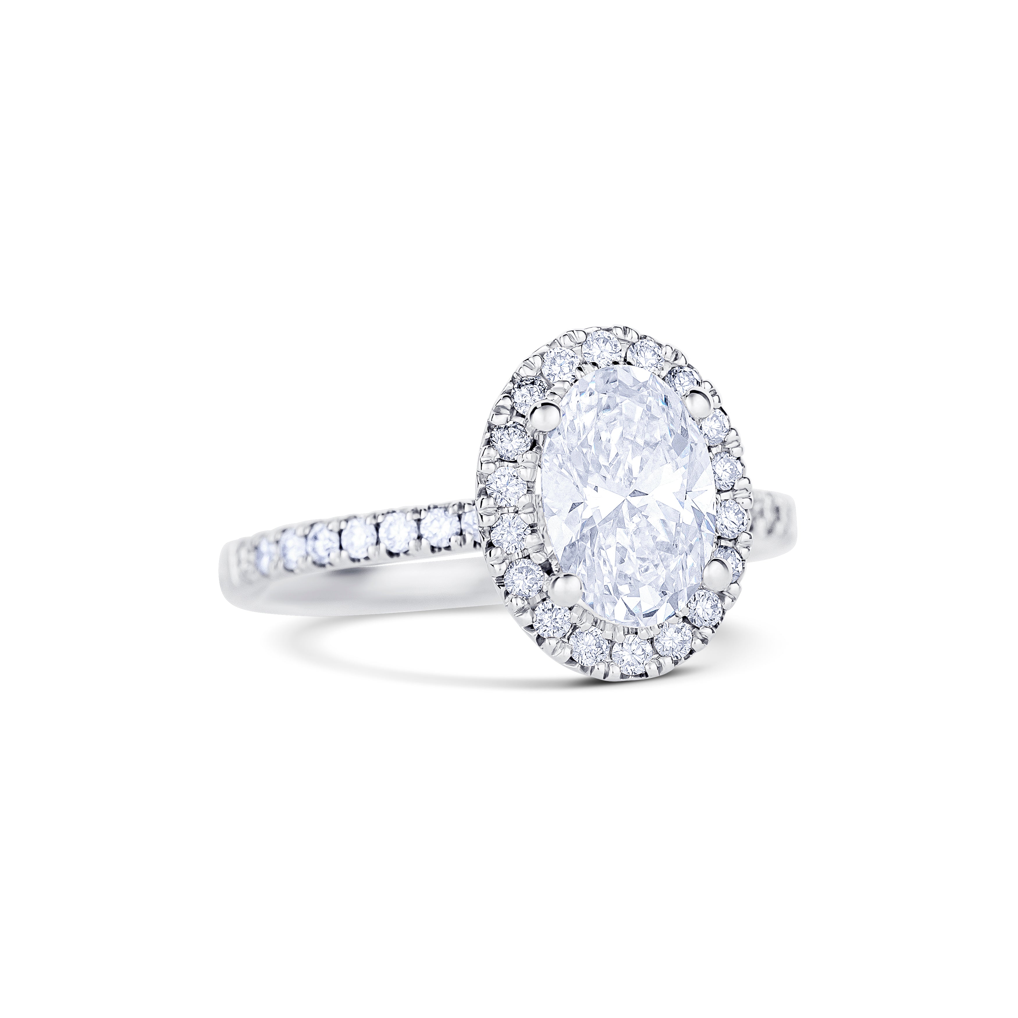 18K White Gold Oval Diamond Halo Lab Grown Engagement Ring