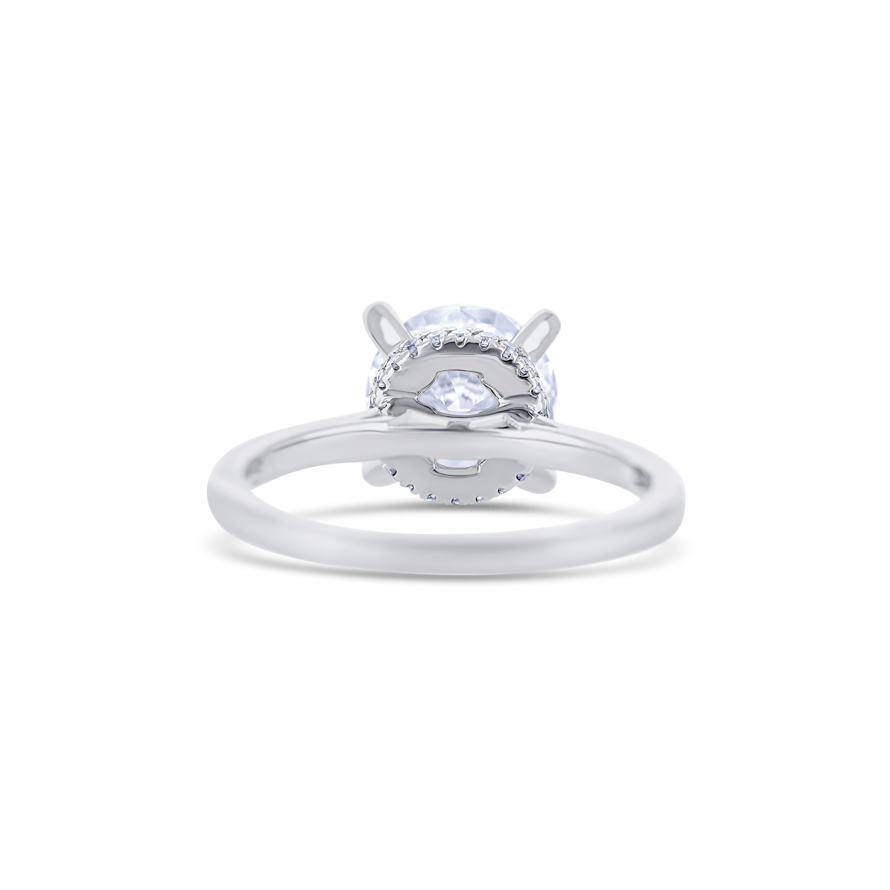 18K White Gold Round Cut Diamond with Hidden Diamond Halo Lab Grown Engagement Ring