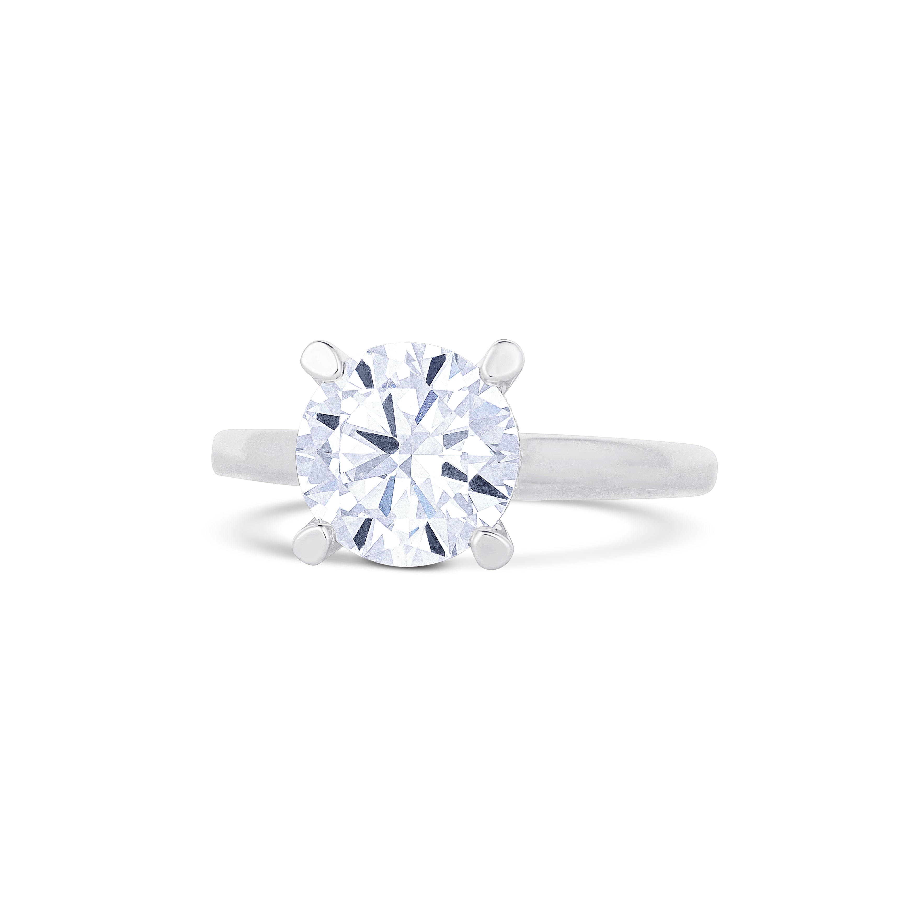 18K White Gold Round Cut Diamond with Hidden Diamond Halo Lab Grown Engagement Ring