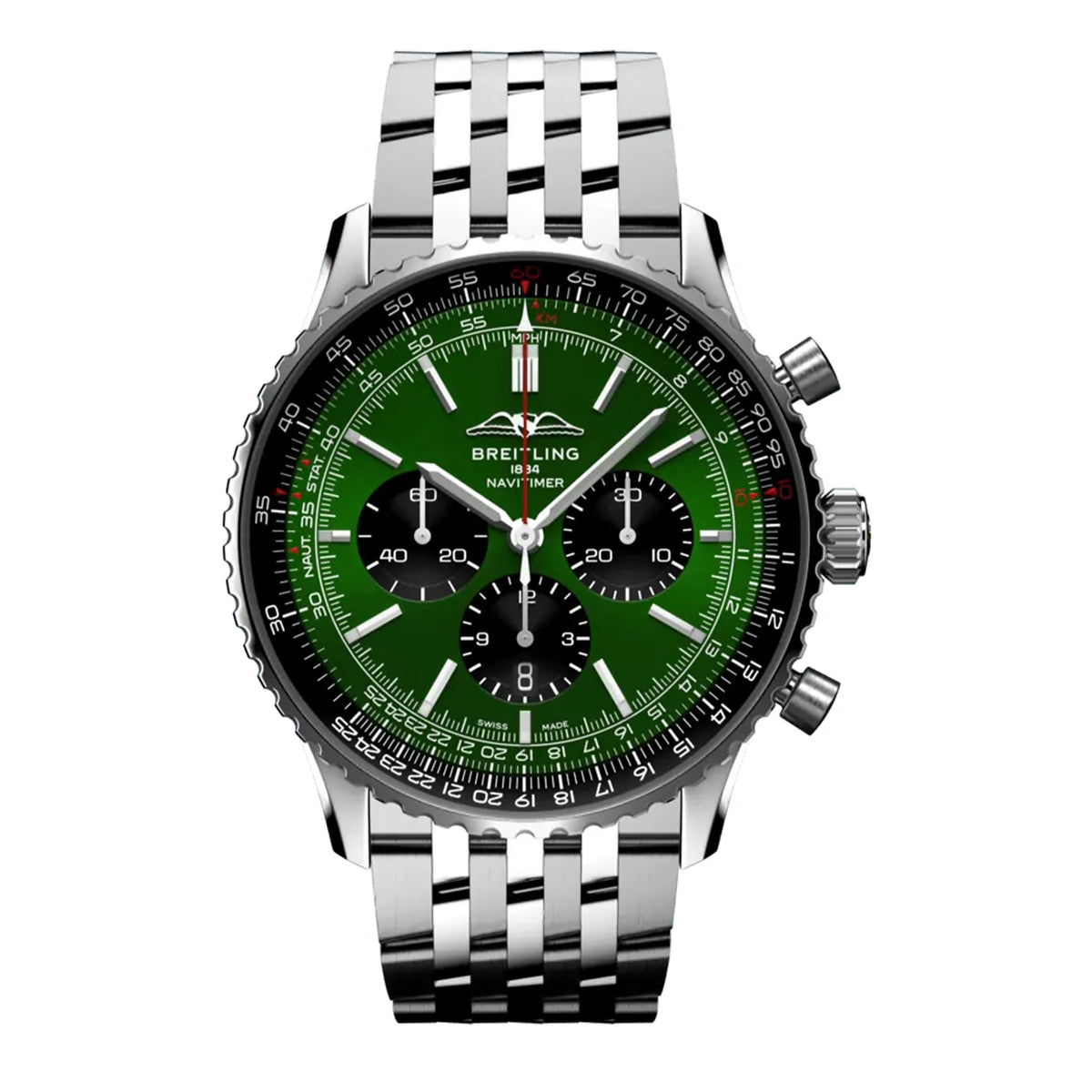 Breitling Navitimer B01 Chronograph Watch, 46mm Green Dial AB0137241L1A1