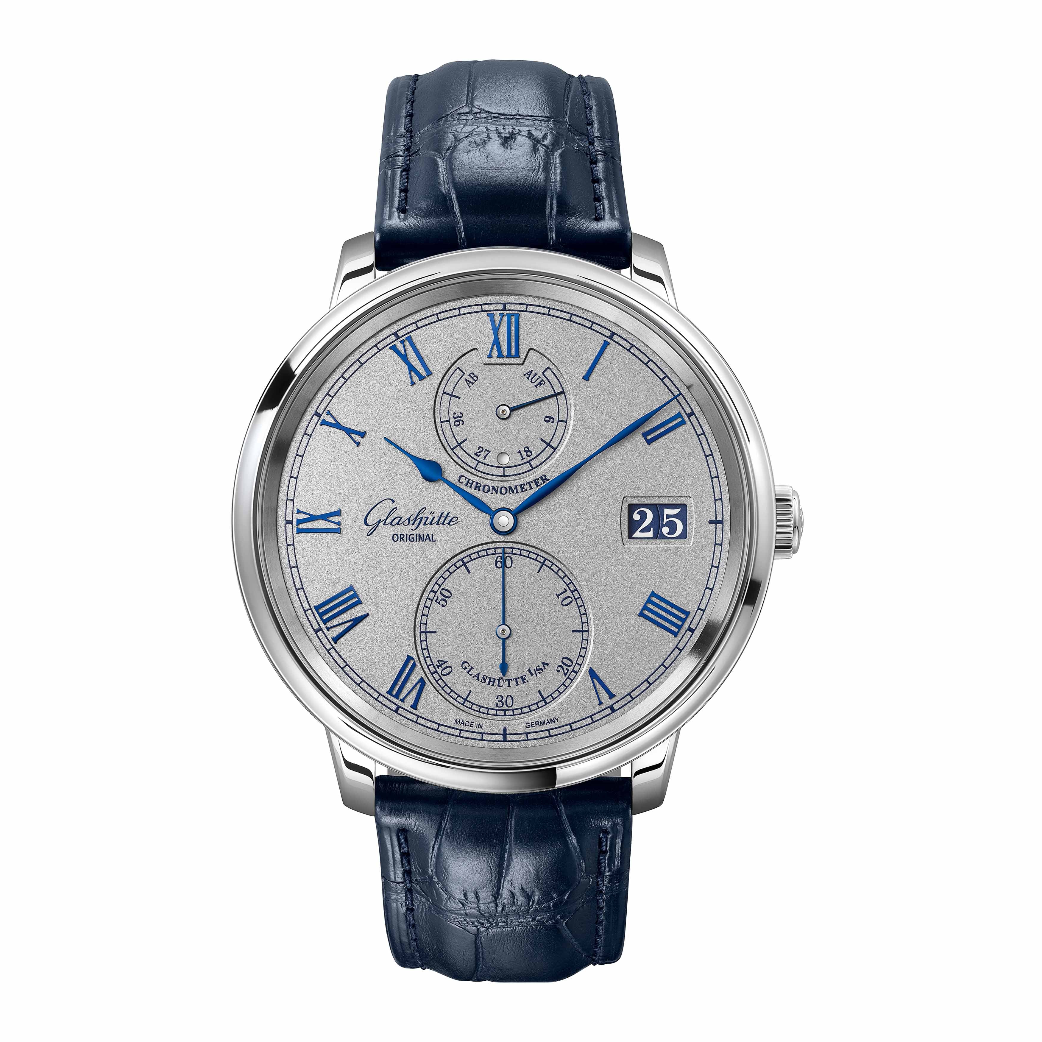 GLASHUTTE ORIGINAL SENATOR CHRONOMETER WATCH, 42MM GRAY DIAL, 1-58-08-01-04-61