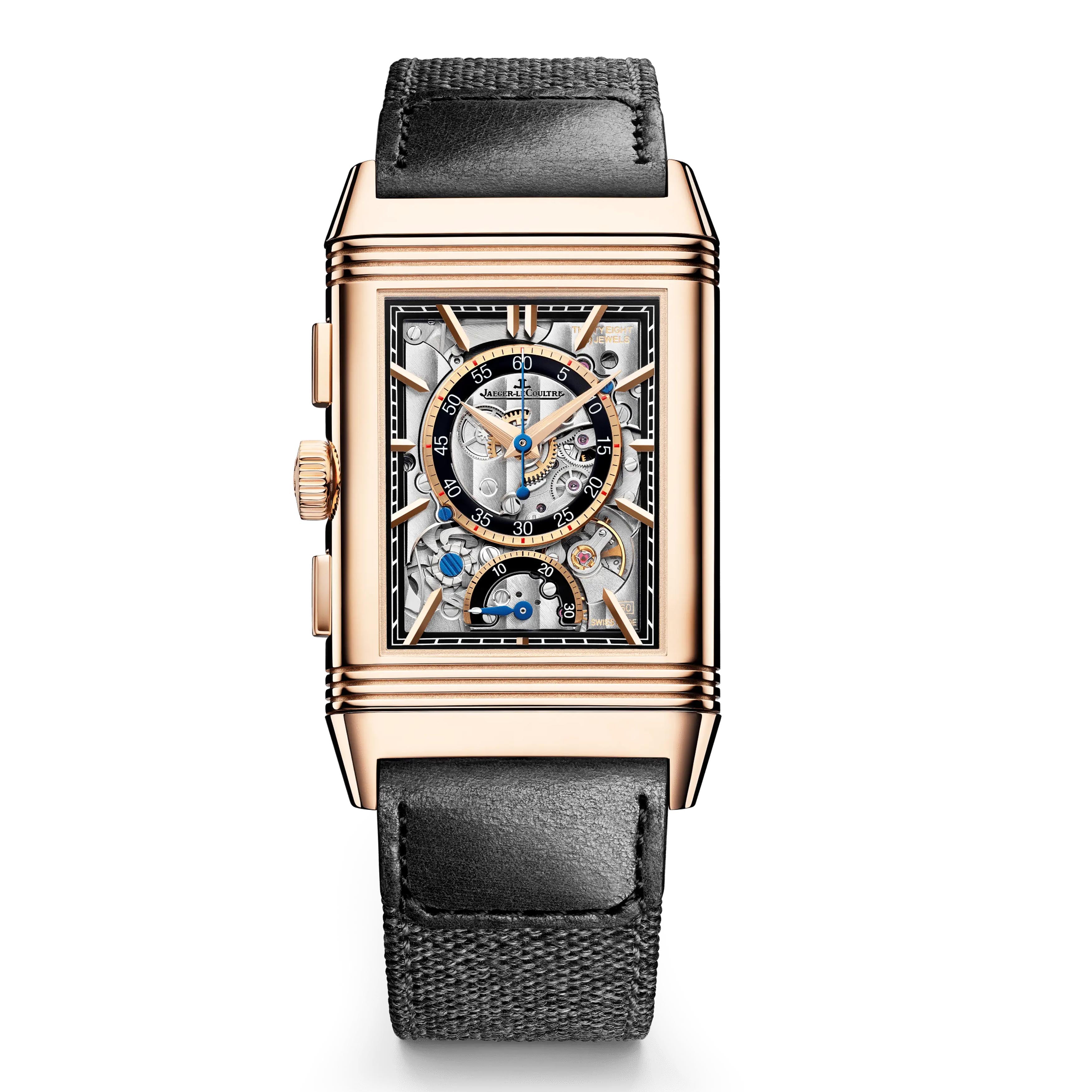 Jaeger-LeCoultre Reverso Chronograph Watch, 49.4x29.9mm Black Dial, Q389257J