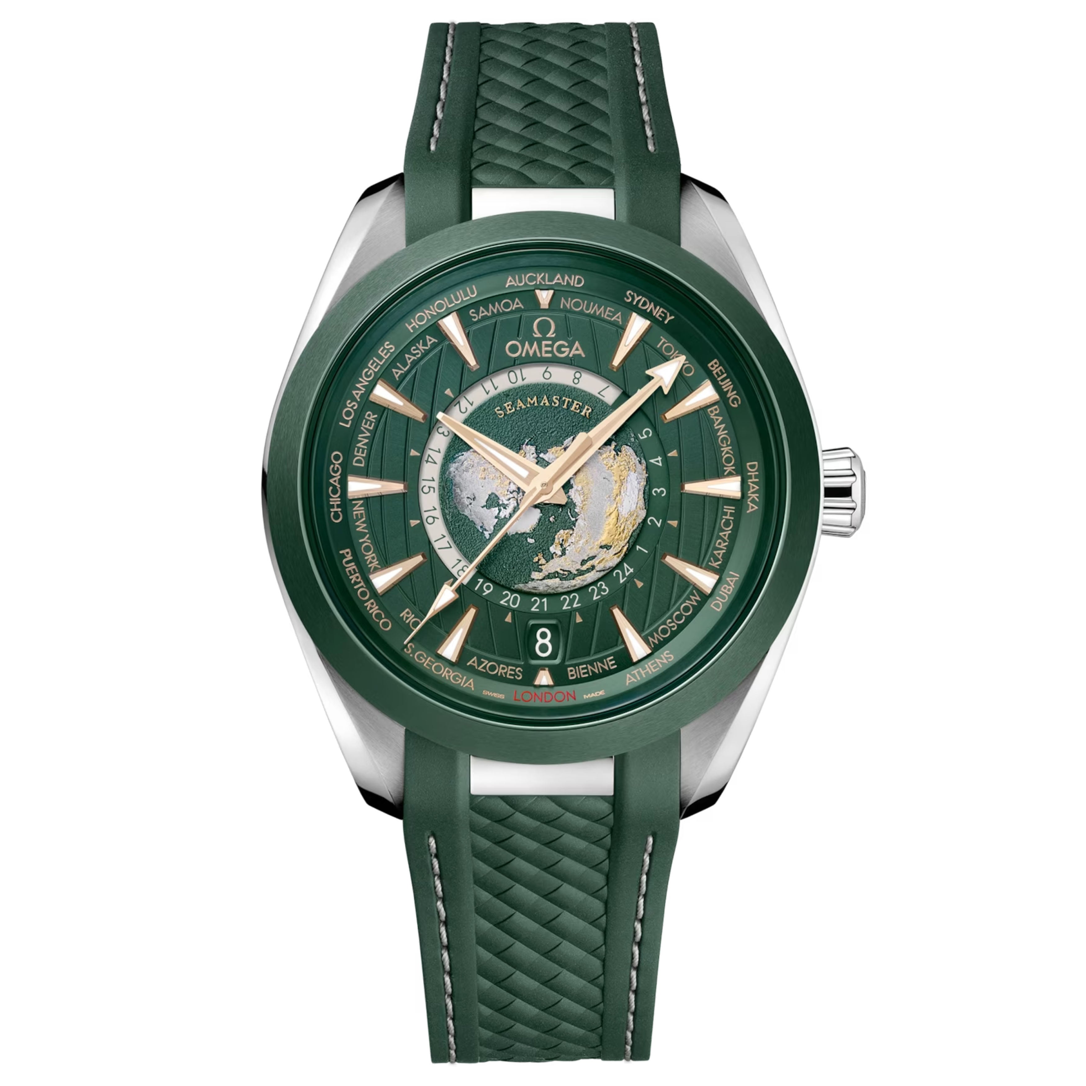 Omega Seamaster Aqua Terra Worldtimer Watch, 43mm Green Dial, 220.32.43.22.10.001