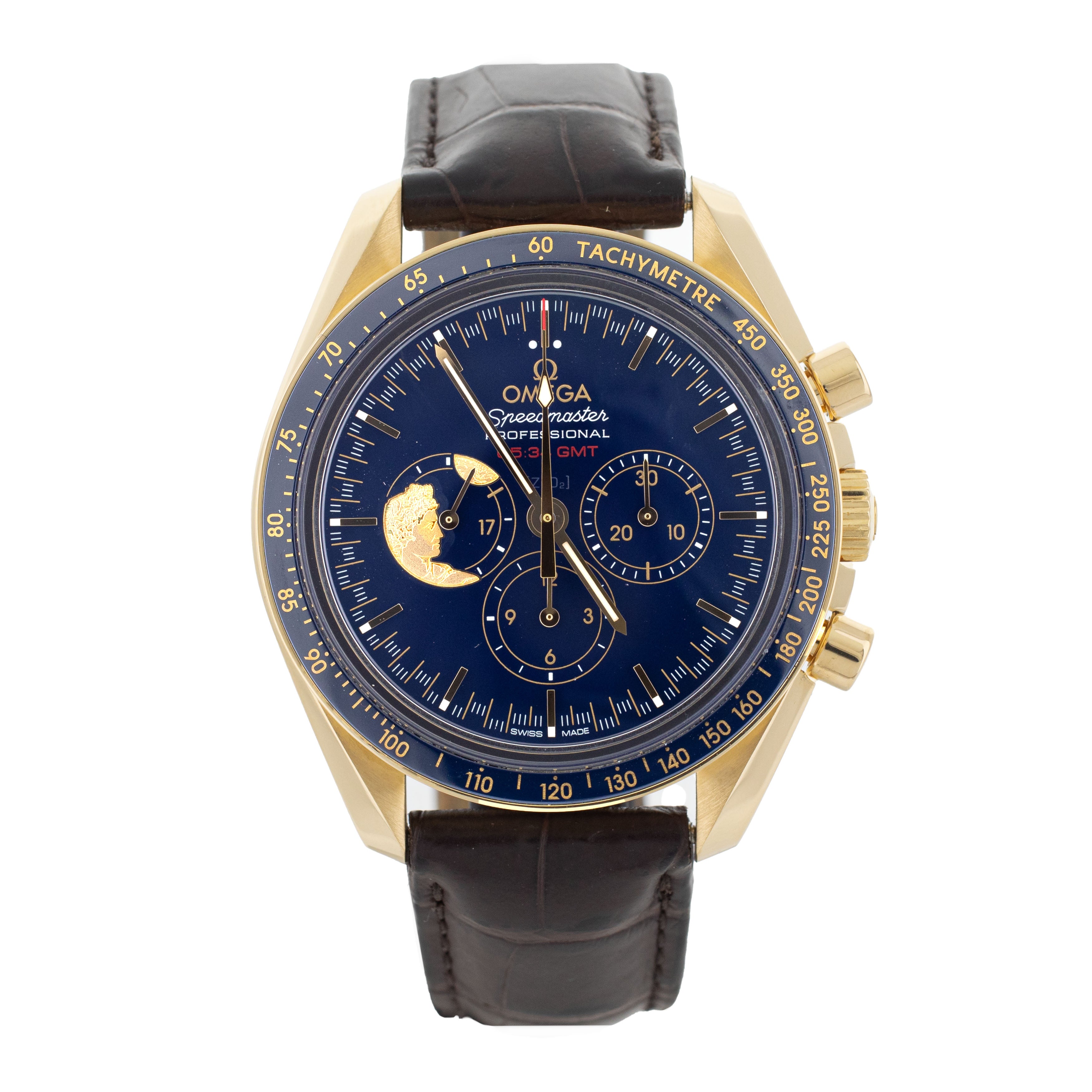 Omega Speedmaster Anniversary Series Gold Blue 42mm 311.63.42.30.03.001 Full Set
