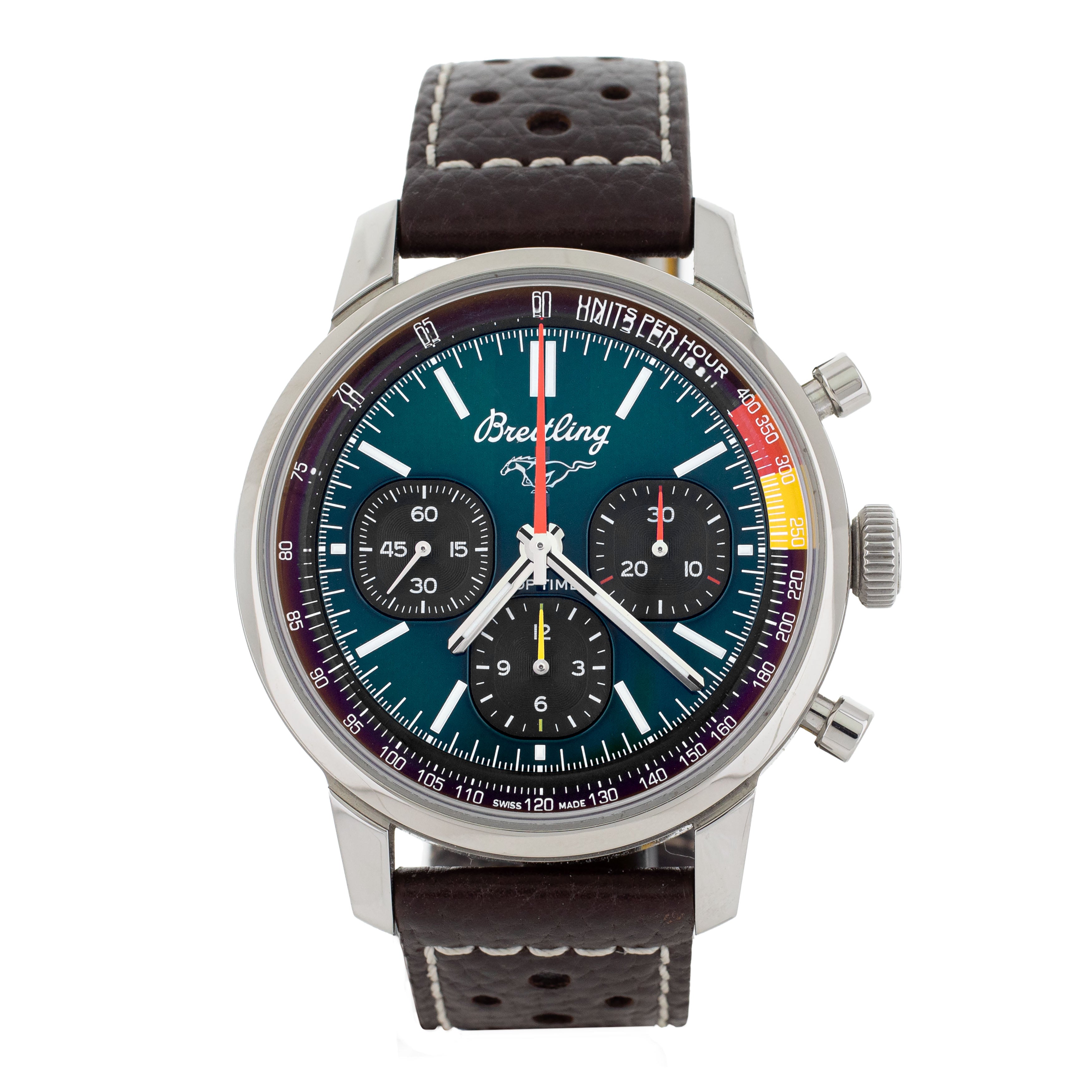 Breitling Top Time Mustang Stainless Steel Green Dial 41mm AB0176 Full Set