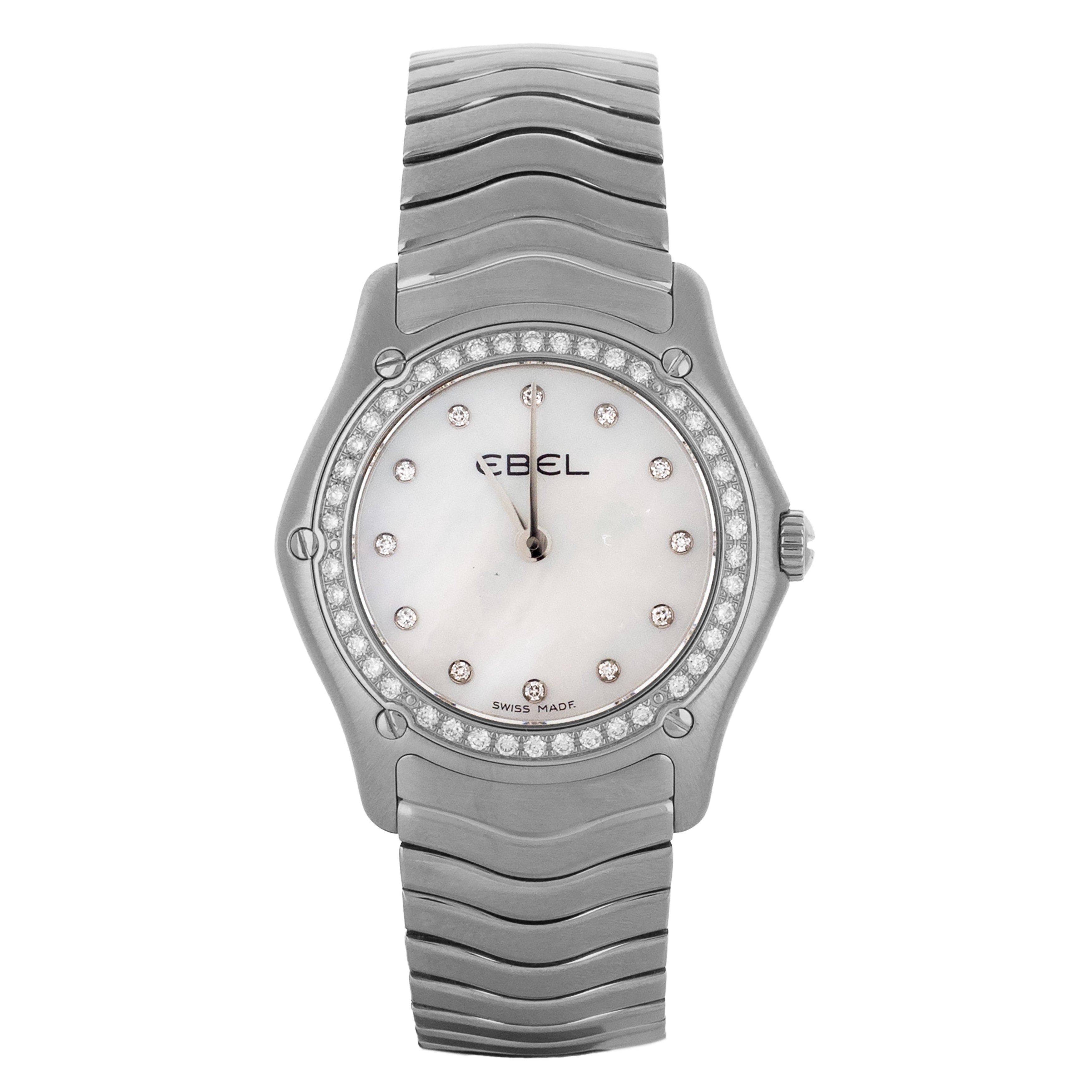 Ebel Classic Wave Stainless Steel MOP Dial Diamond Bezel 1215268 Full Set