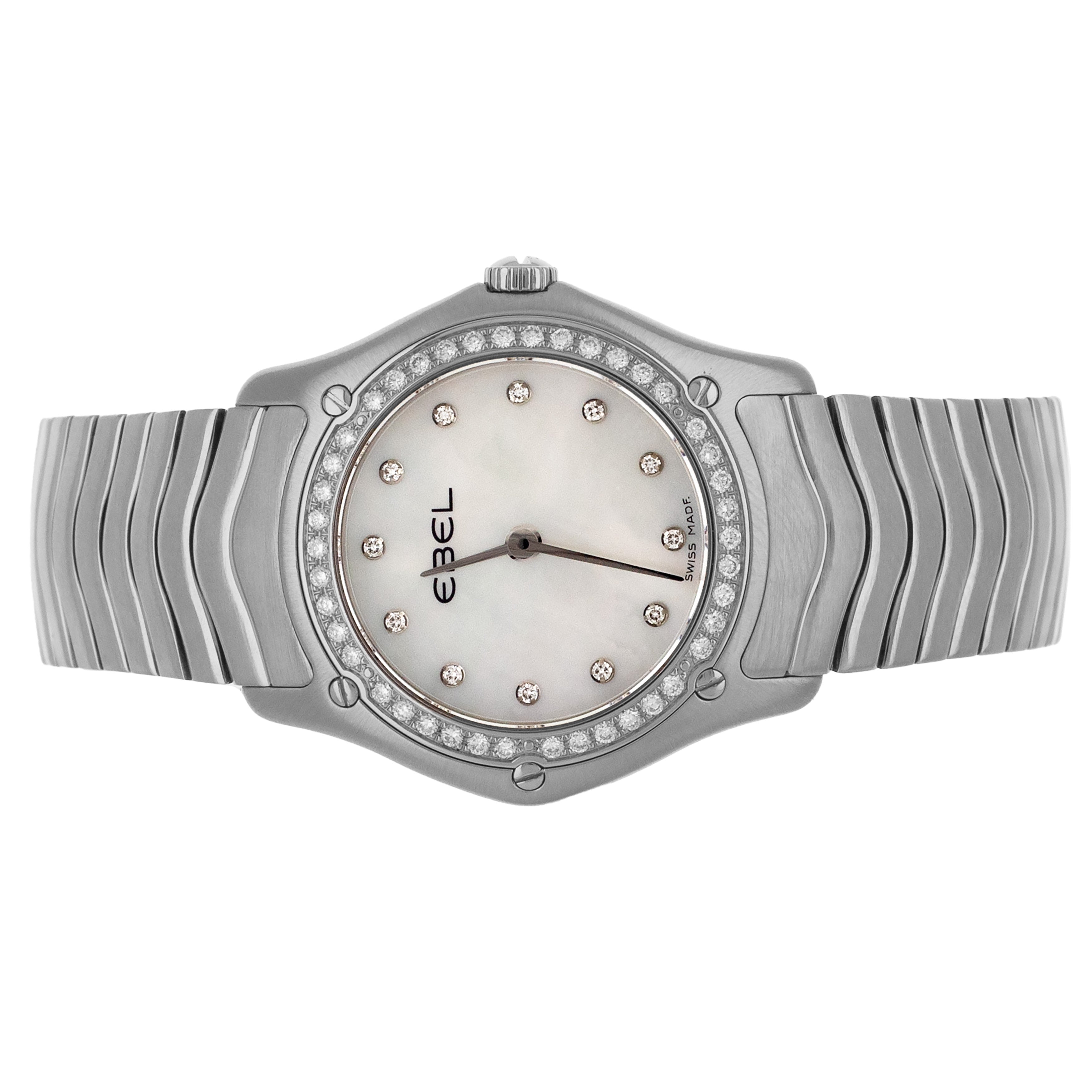 Ebel Classic Wave Stainless Steel MOP Dial Diamond Bezel 1215268 Full Set