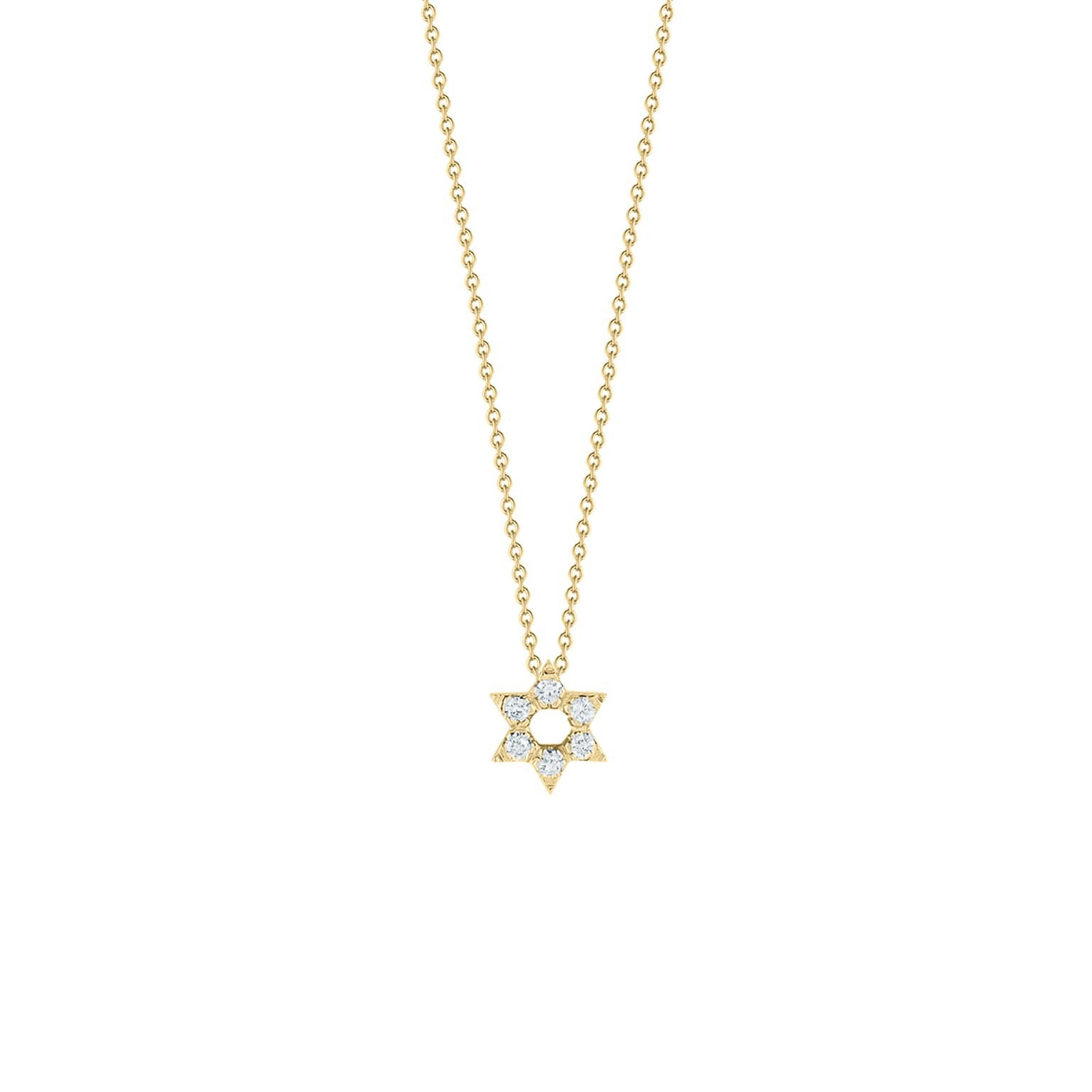 Roberto Coin Tiny Treasures 18K Yellow Gold 0.09CT Diamond Star of David Necklace