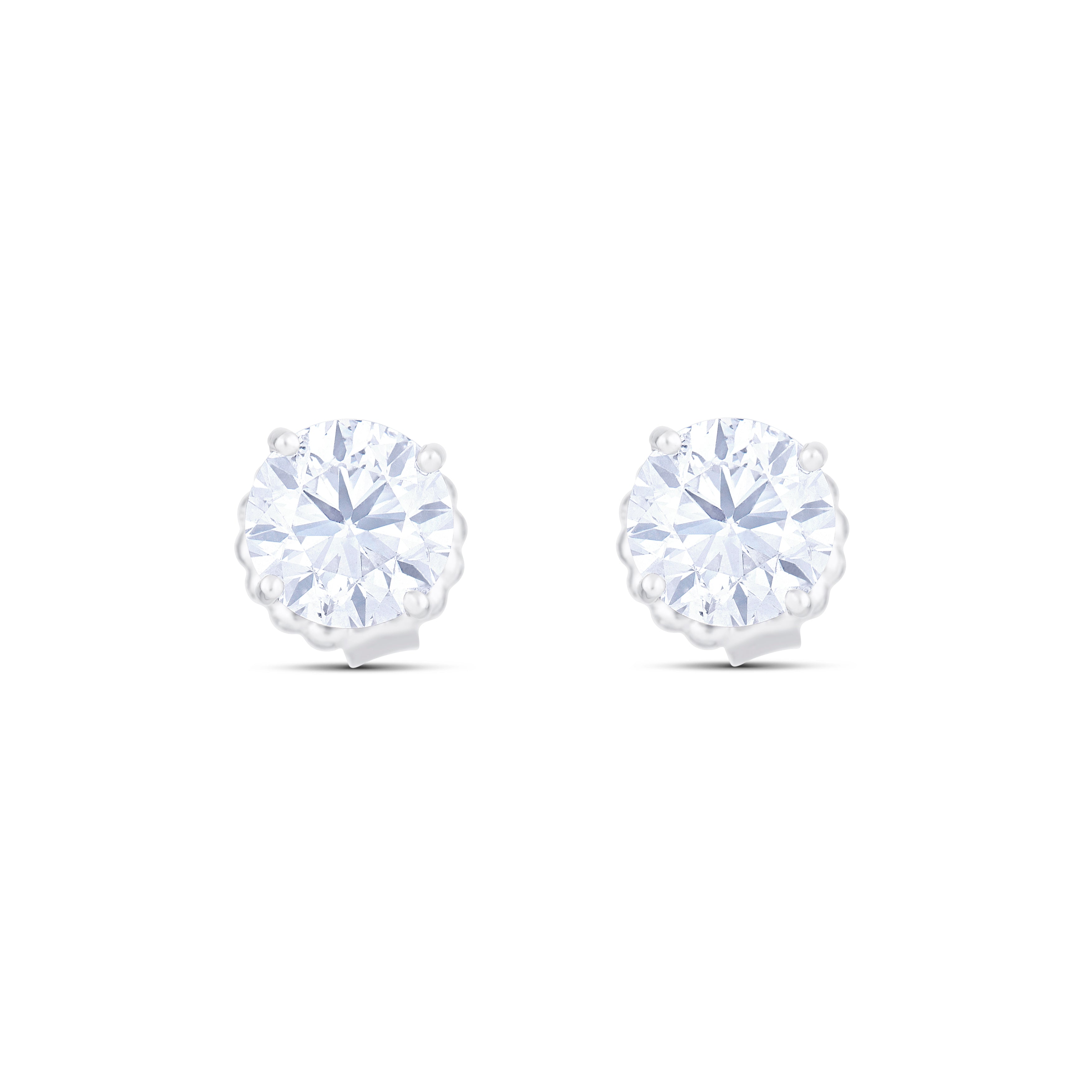 18K White Gold Round Diamond Studs GIA Certified