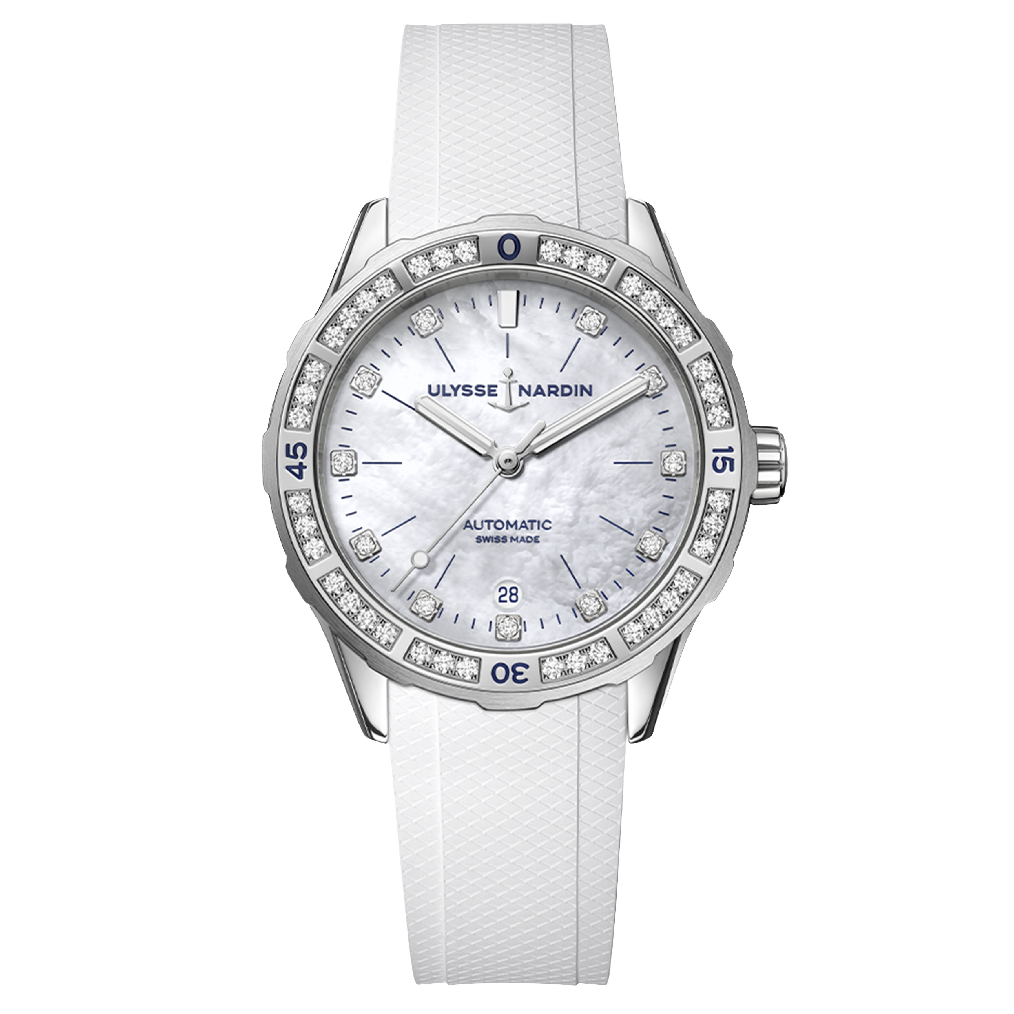 Ulysse Nardin Lady Diver Watch, 39mm Mother of Pearl Dial, 8163-182B/10