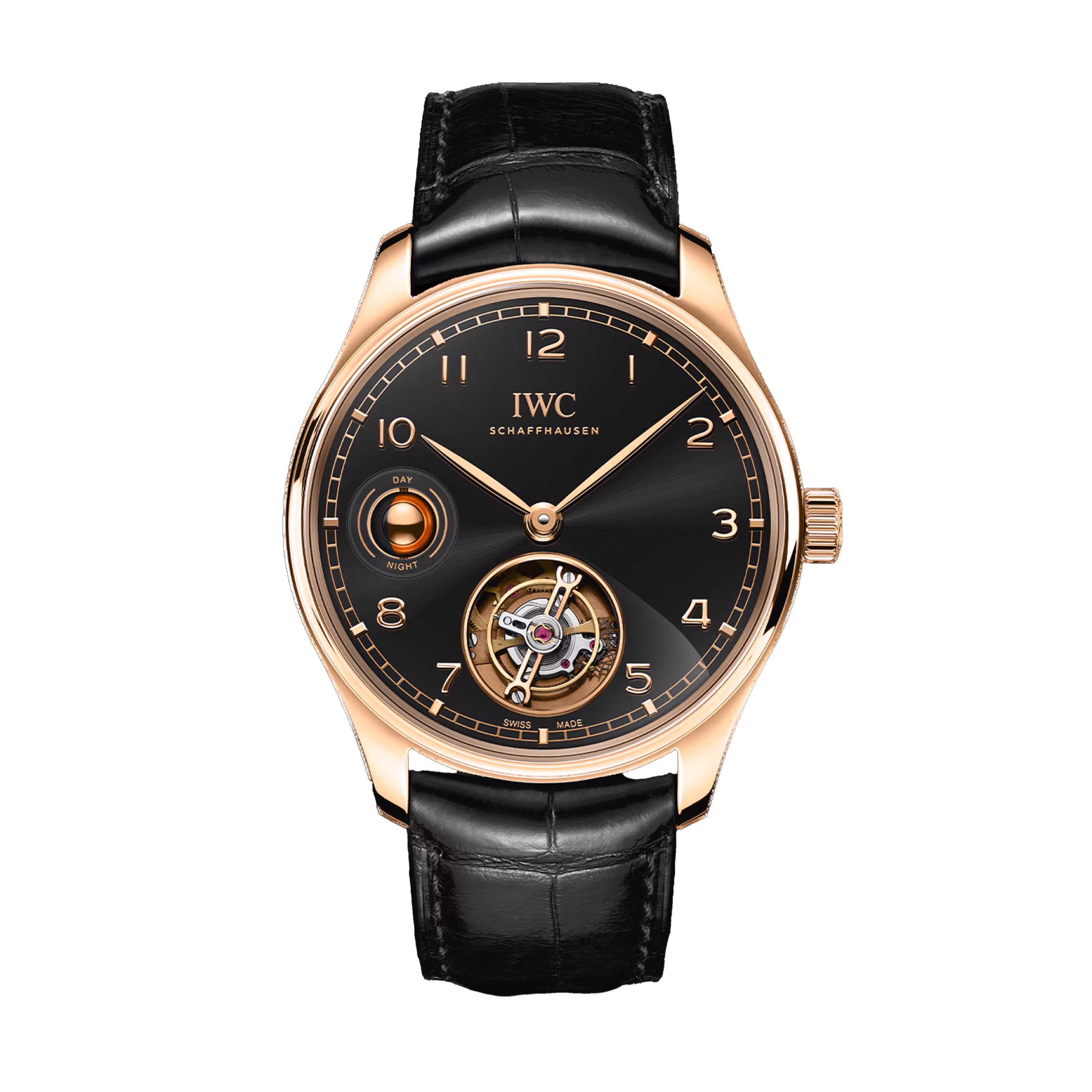 IWC Portugieser Hand-wound Tourbillon Day & Night Watch, 42.4mm Black Dial, IW545901