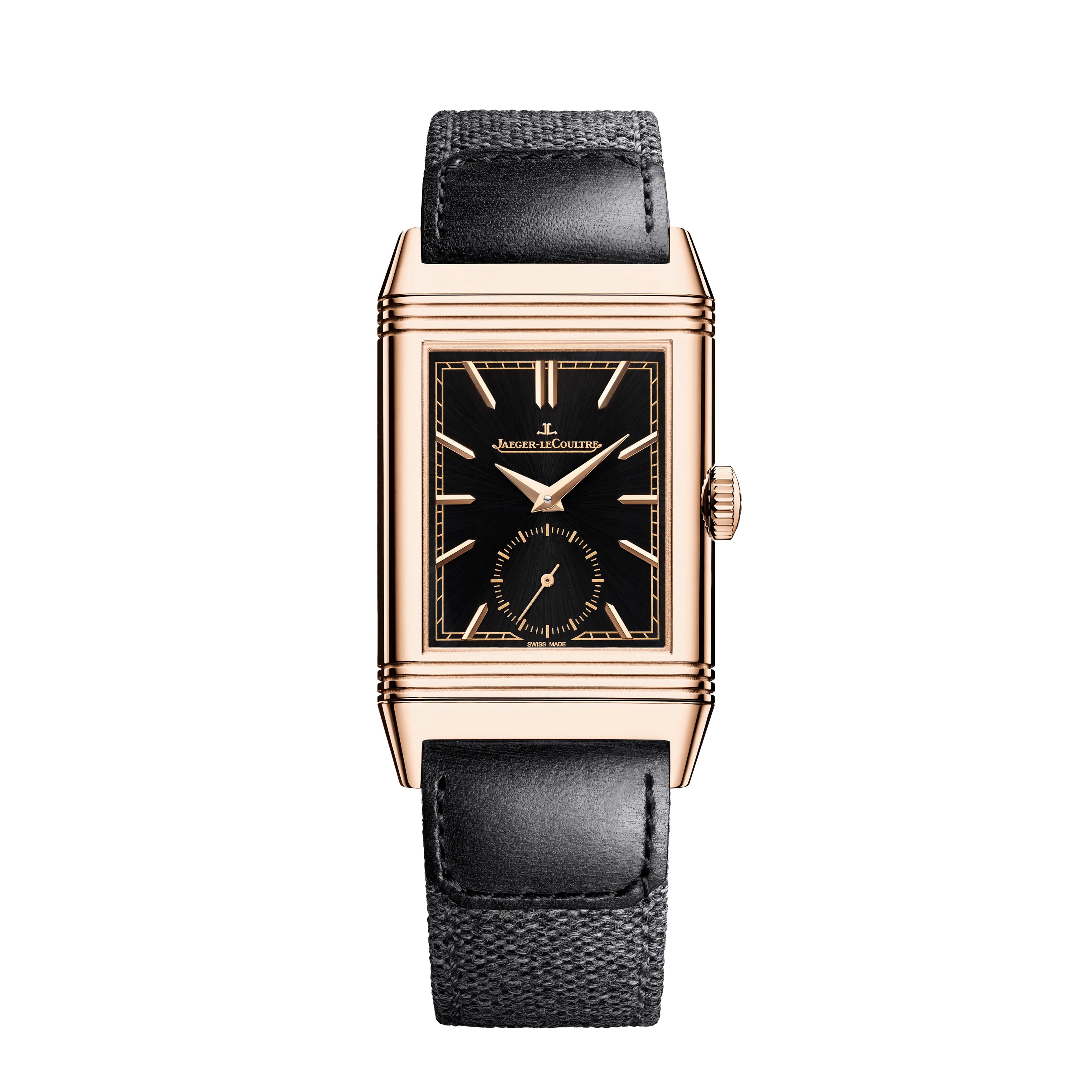 Jaeger-LeCoultre Reverso Tribute Monoface Small Seconds Watch, 45.6x27.4mm Black Dial, Q713257J