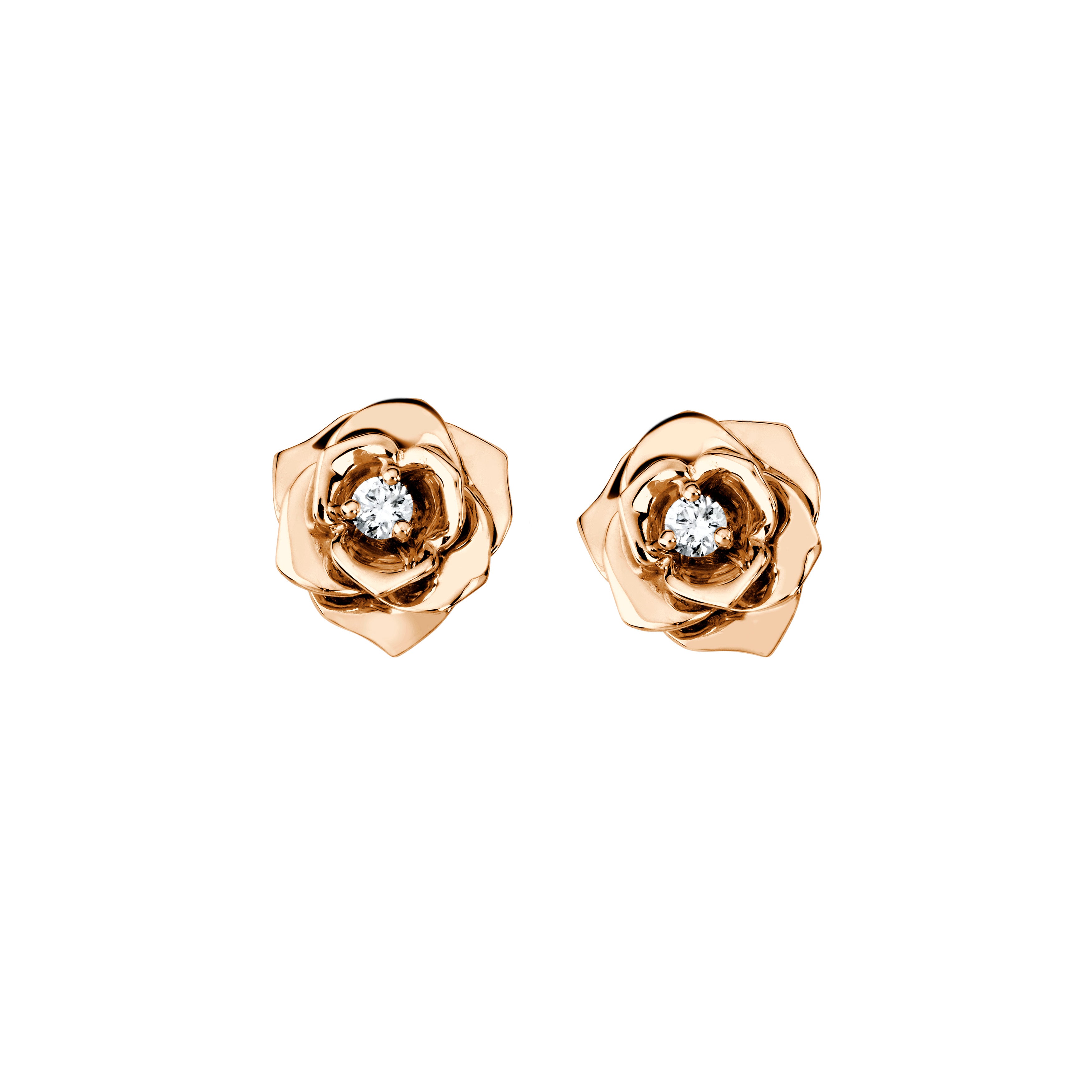 Piaget Rose 18k Rose Gold Diamond Stud Earrings G38U0043