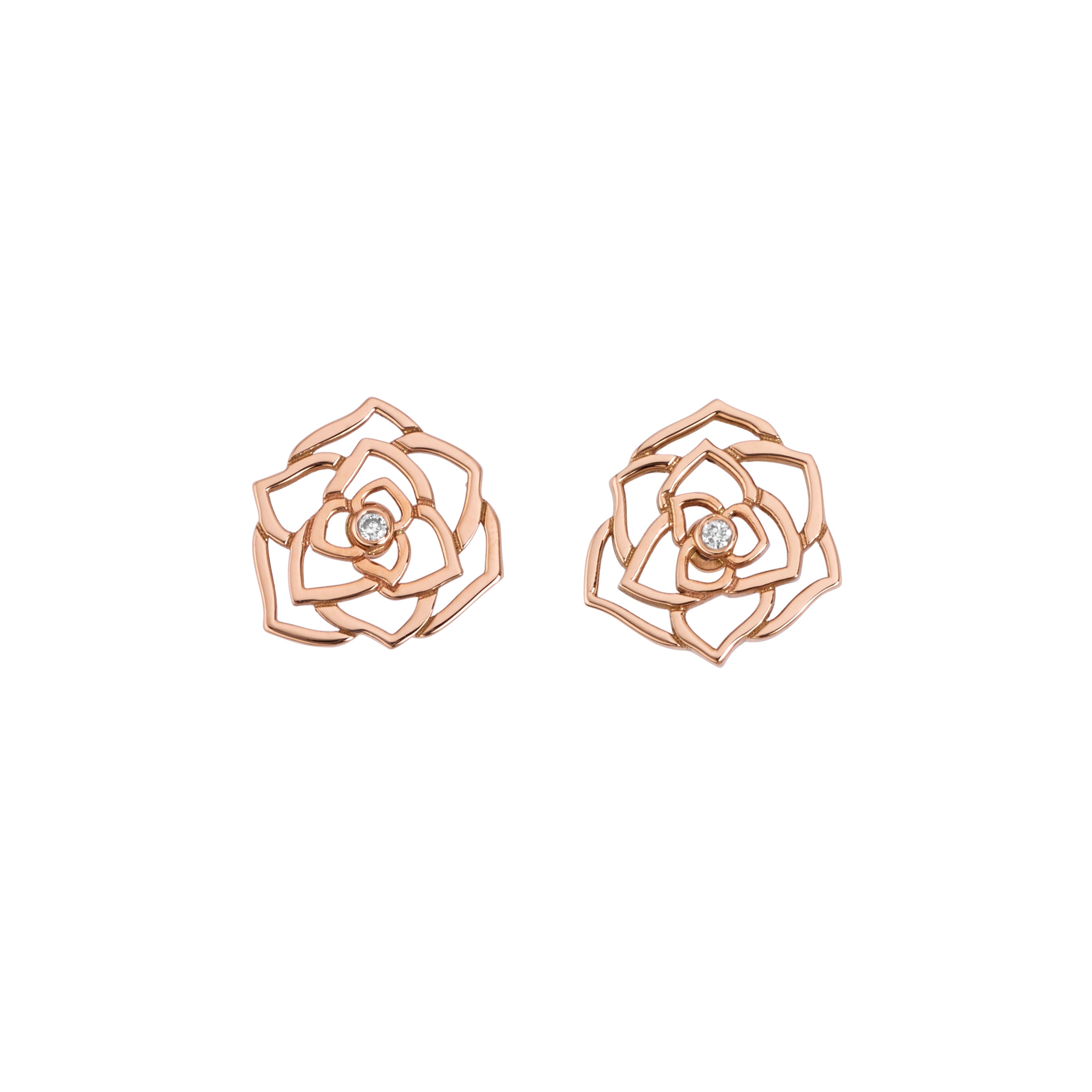 Piaget Rose 18k Rose Gold Diamond Stud Earrings G38U0069