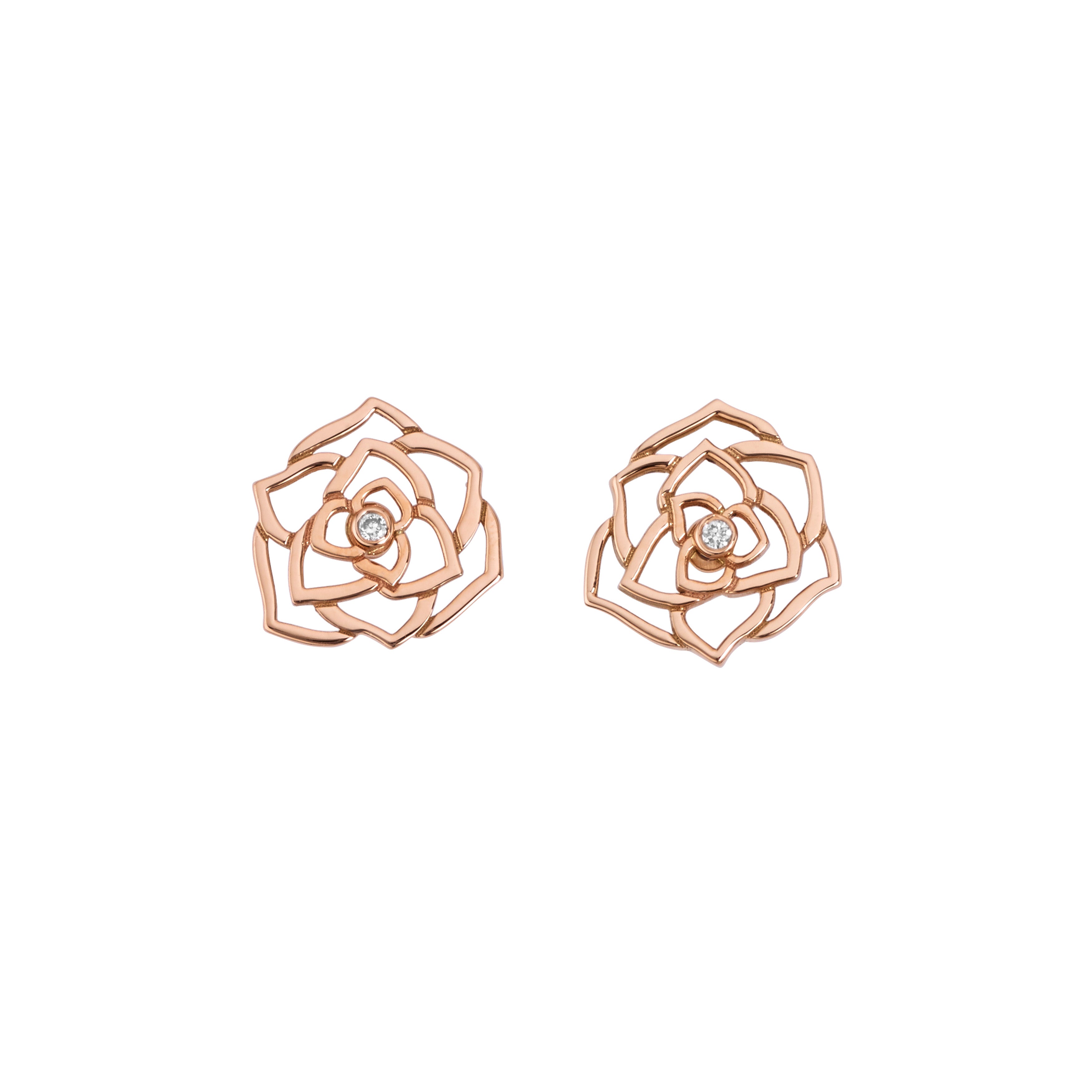 Piaget Rose 18k Rose Gold Diamond Stud Earrings