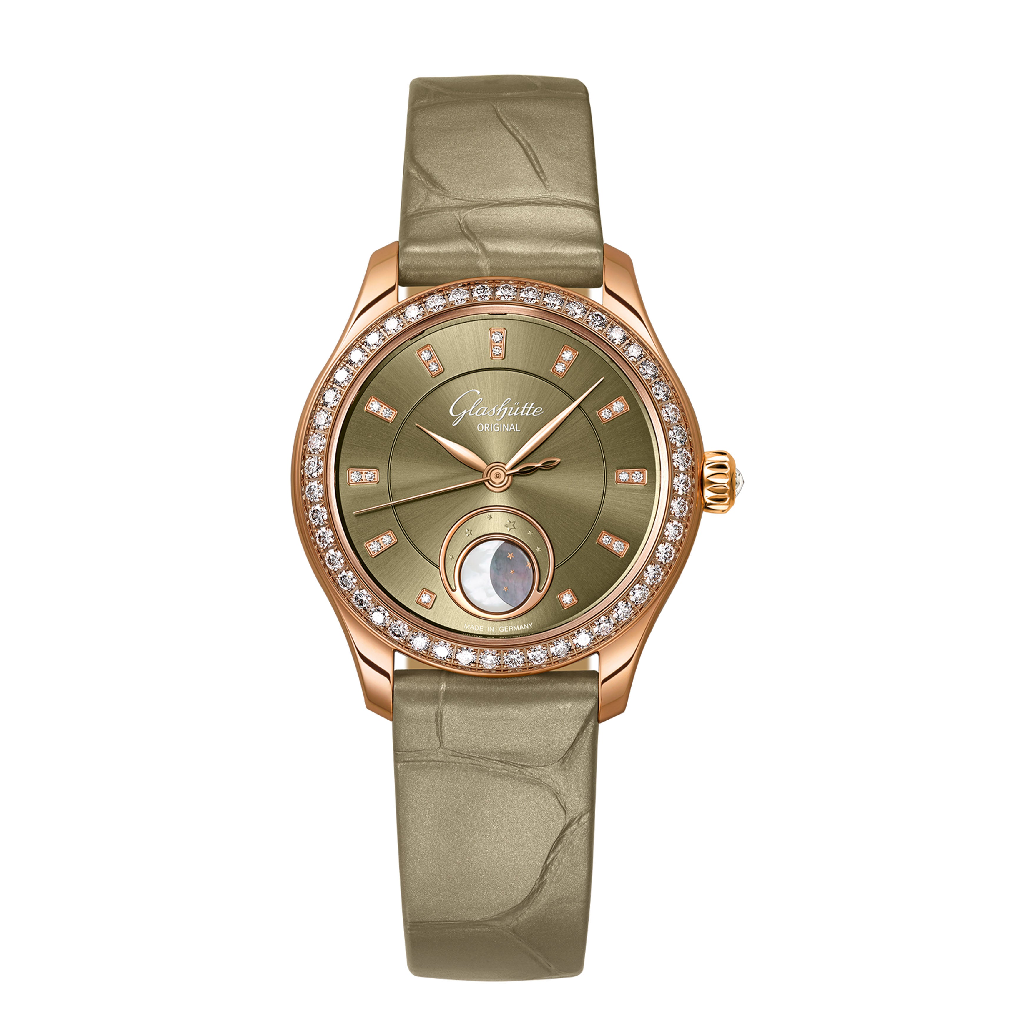 Glashutte Original Ladies Serenade Luna Watch, 32.5mm Green Dial, 1-35-14-05-15-04