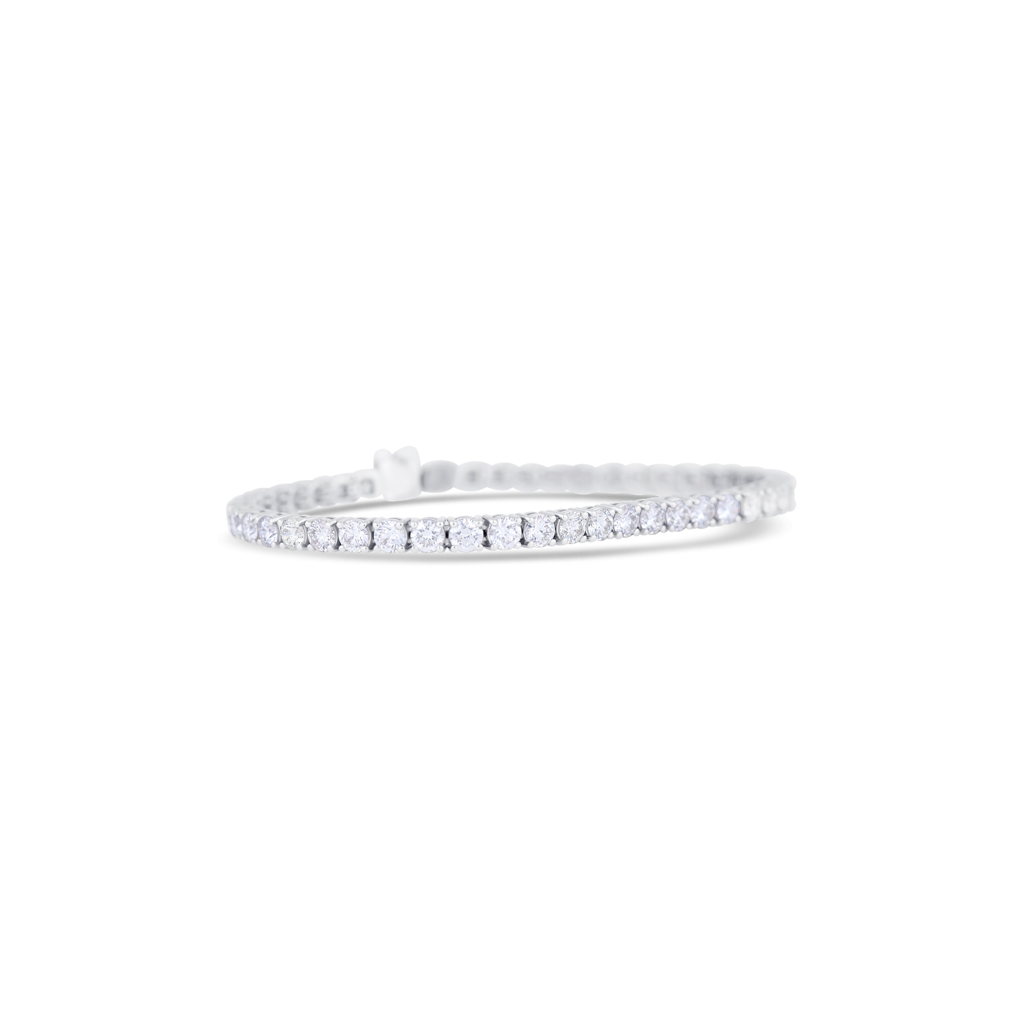 18K White Gold Round Diamond Bracelet