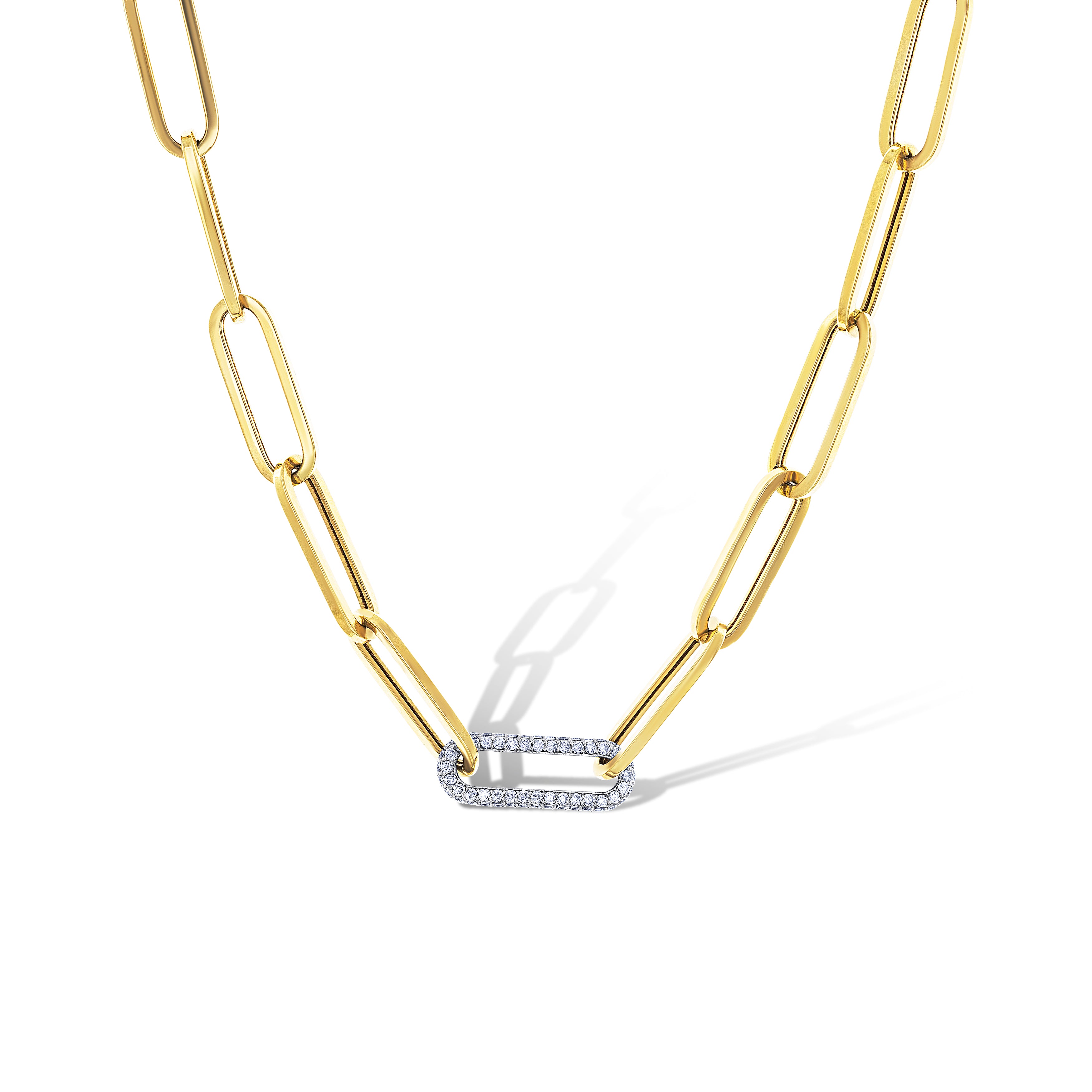 14K Yellow Gold Paperclip Necklace