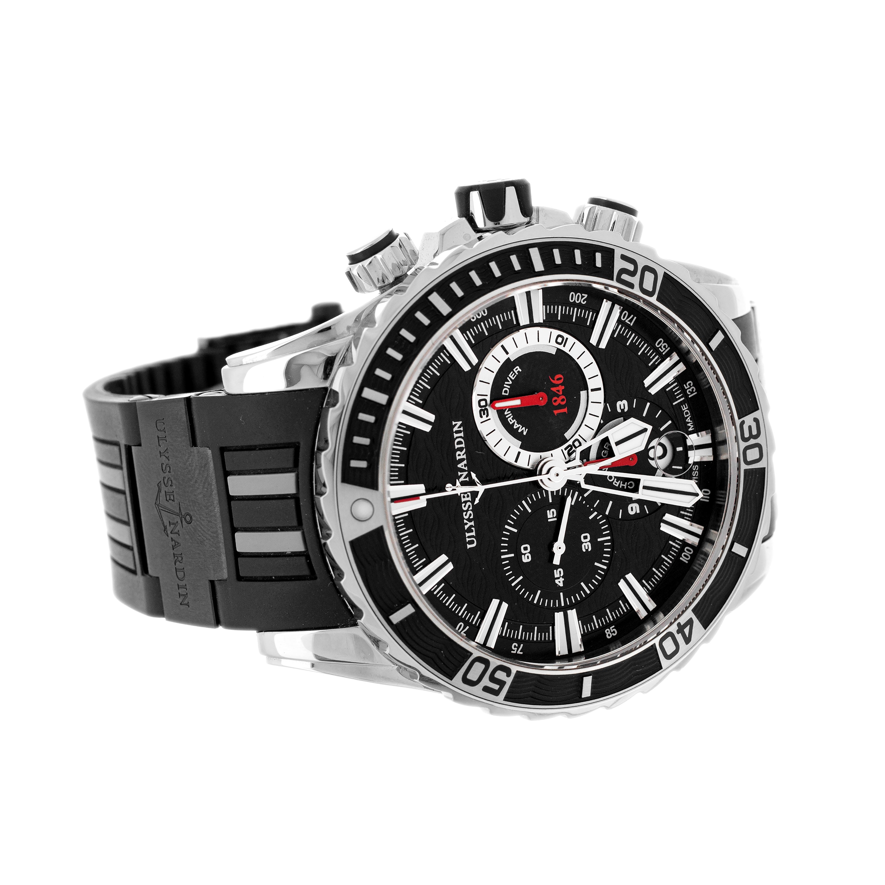 Ulysse Nardin Diver Chronograph Steel Black Dial 44mm 1503-151-3/92 Full Set