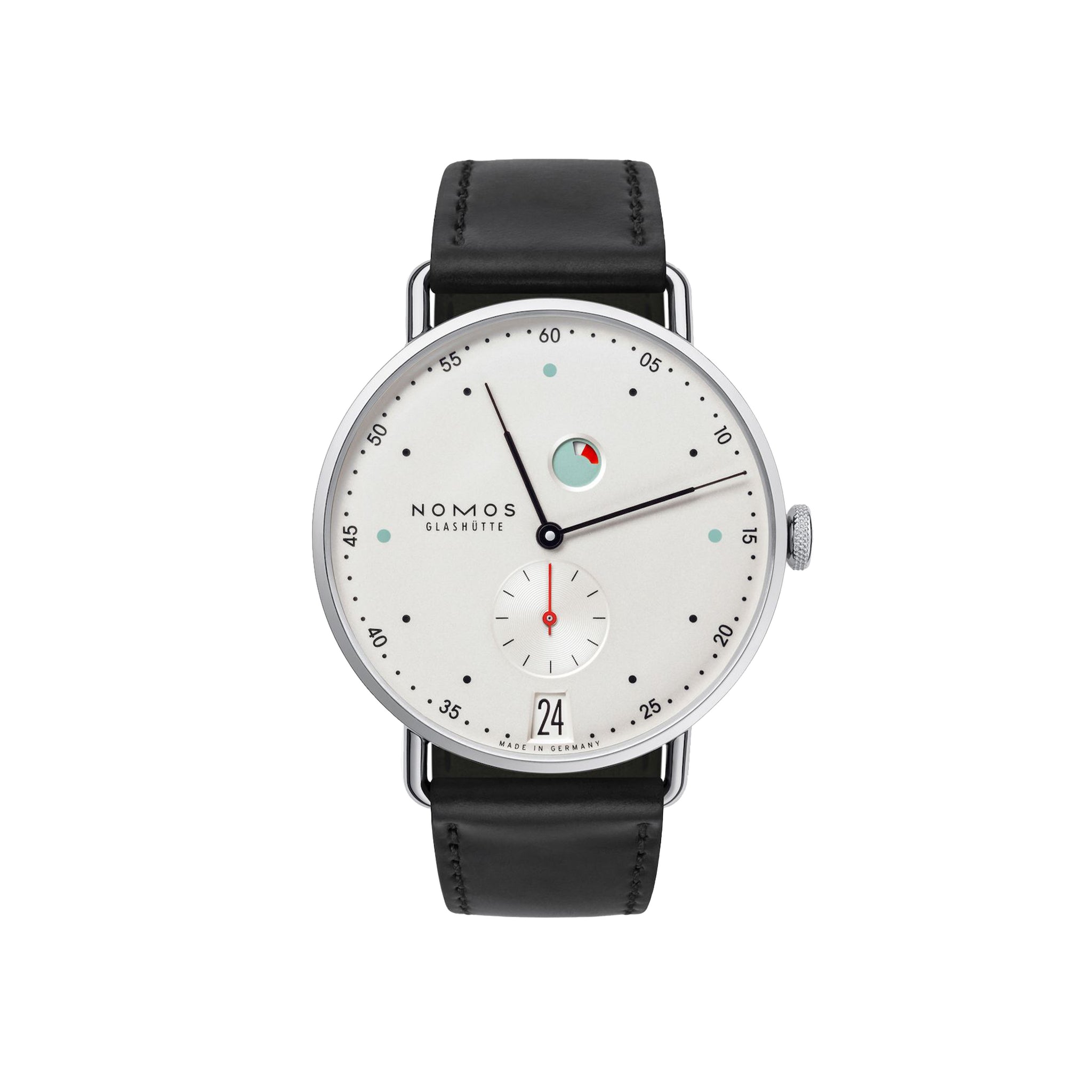 Nomos Glashutte Metro Date Power Reserve Watch, 37mm White Dial