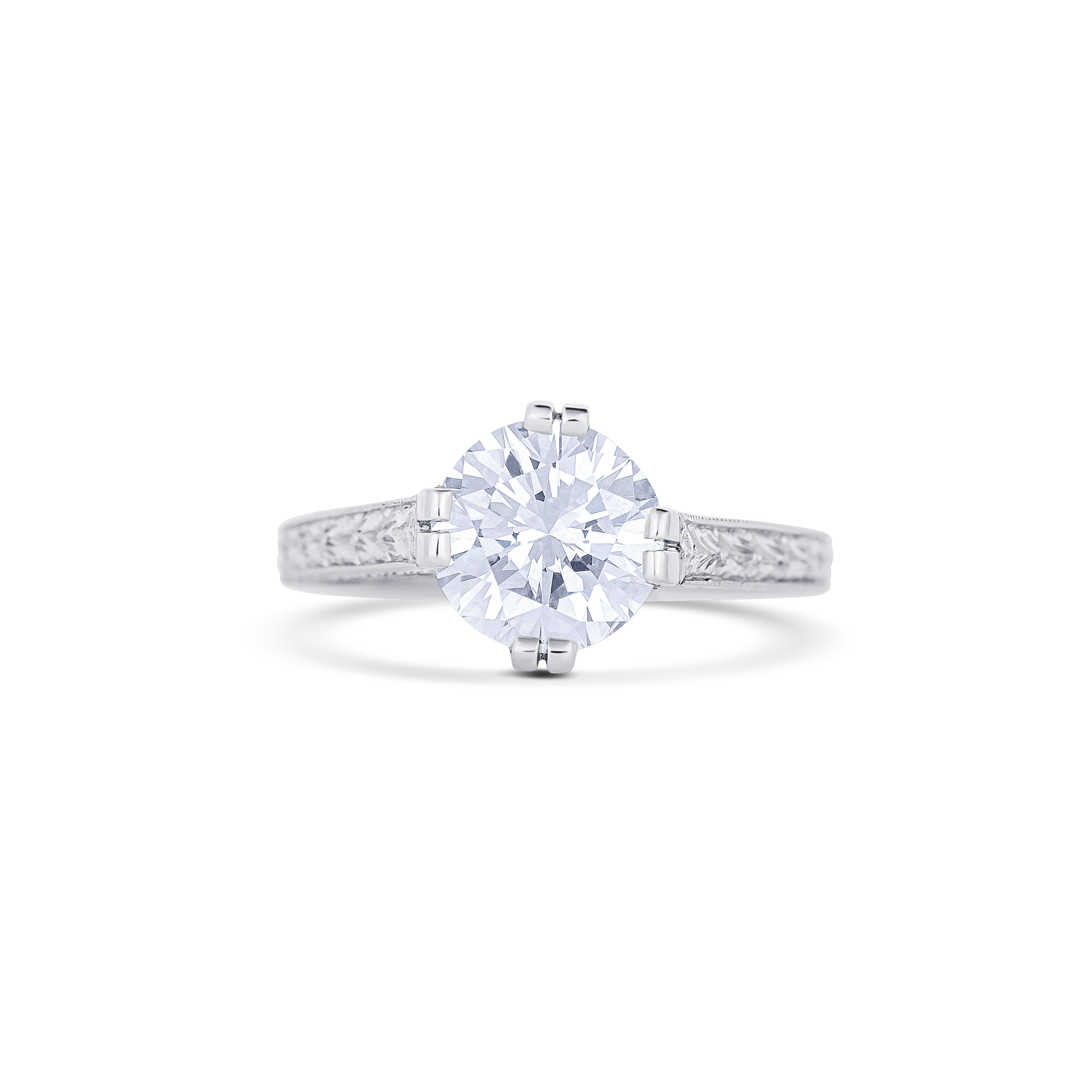 Platinum Round Cut Diamond Engagement Ring