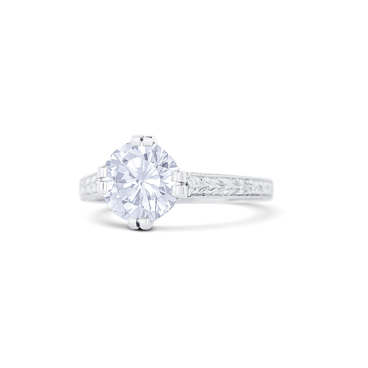 Platinum Round Cut Diamond Engagement Ring
