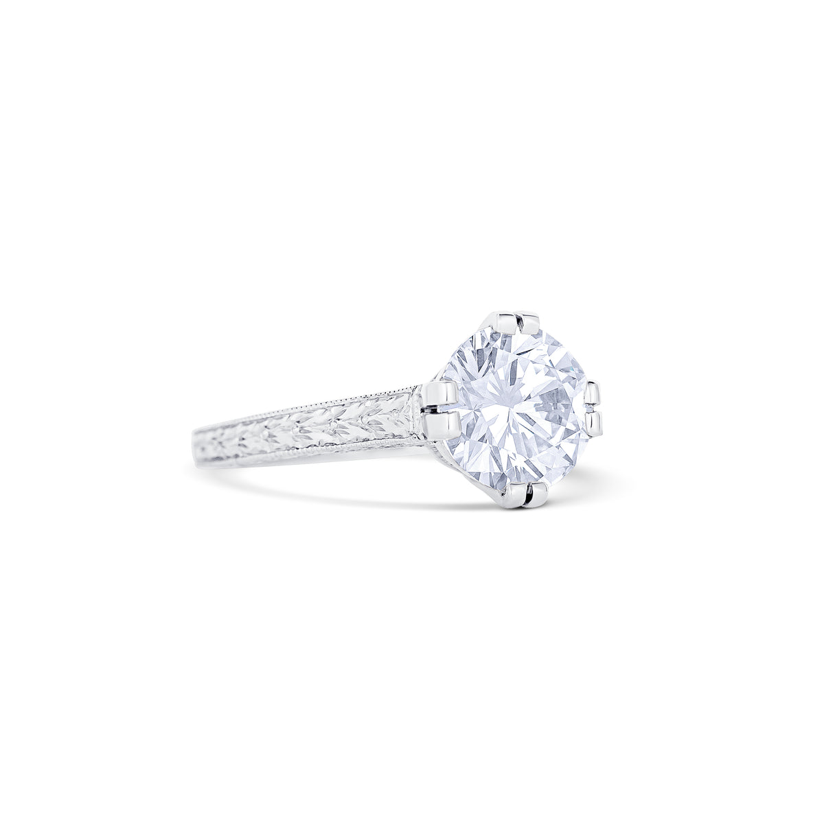 Platinum Round Cut Diamond Engagement Ring