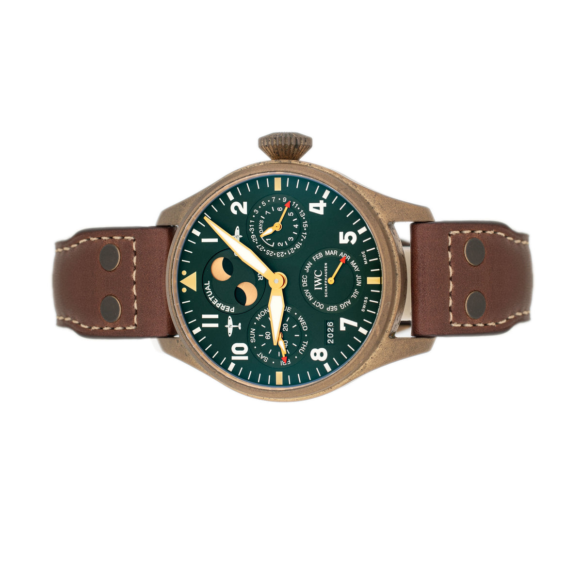 IWC Big Pilot Perpetual Calendar Spitfire Bronze Green Dial 46.2mm IW503601 Full Set