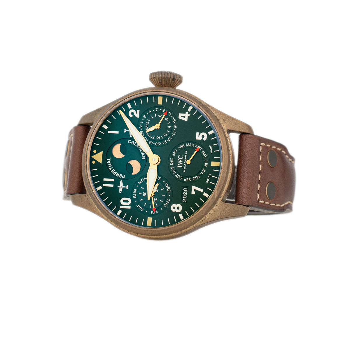 IWC Big Pilot Perpetual Calendar Spitfire Bronze Green Dial 46.2mm IW503601 Full Set