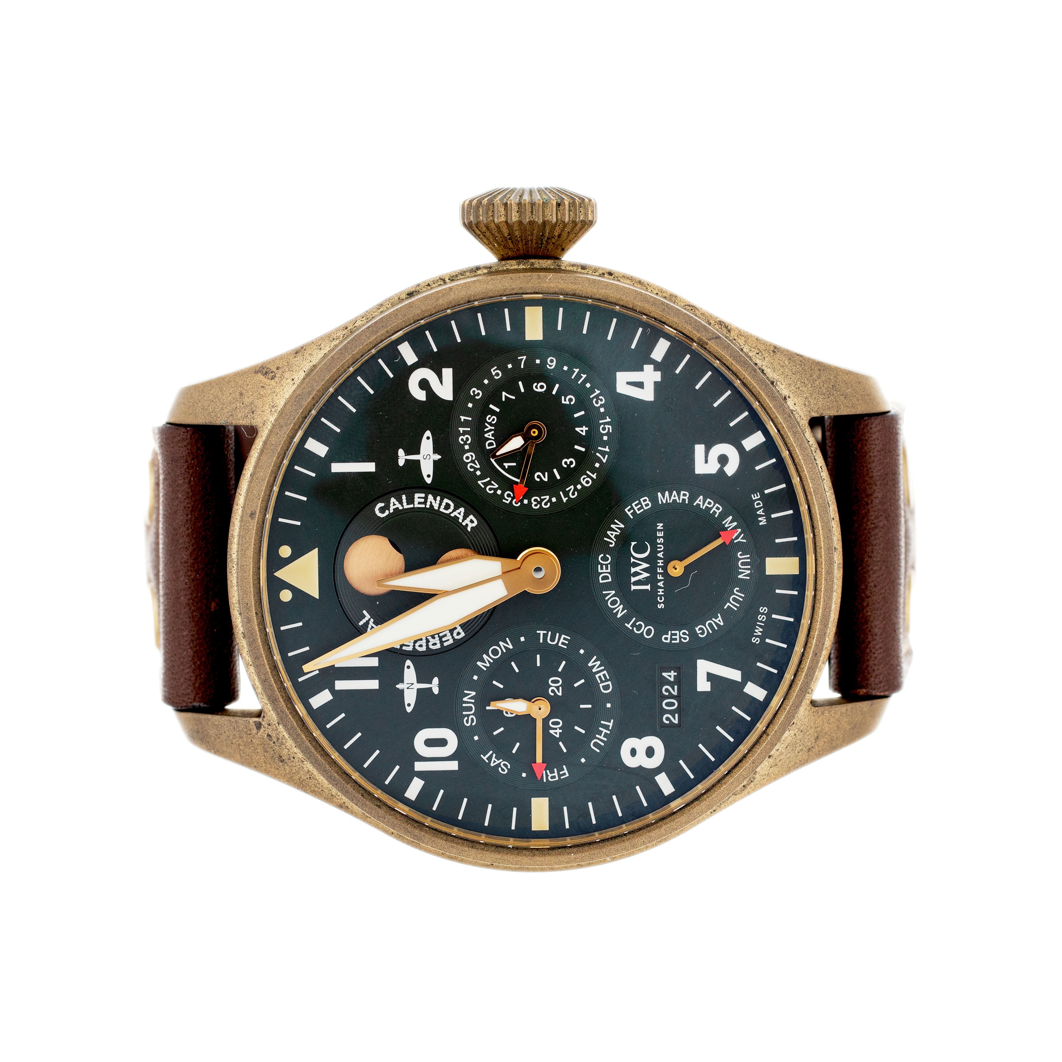 IWC Big Pilot Perpetual Calendar Spitfire Bronze Green 46.2mm IW503601 Full Set