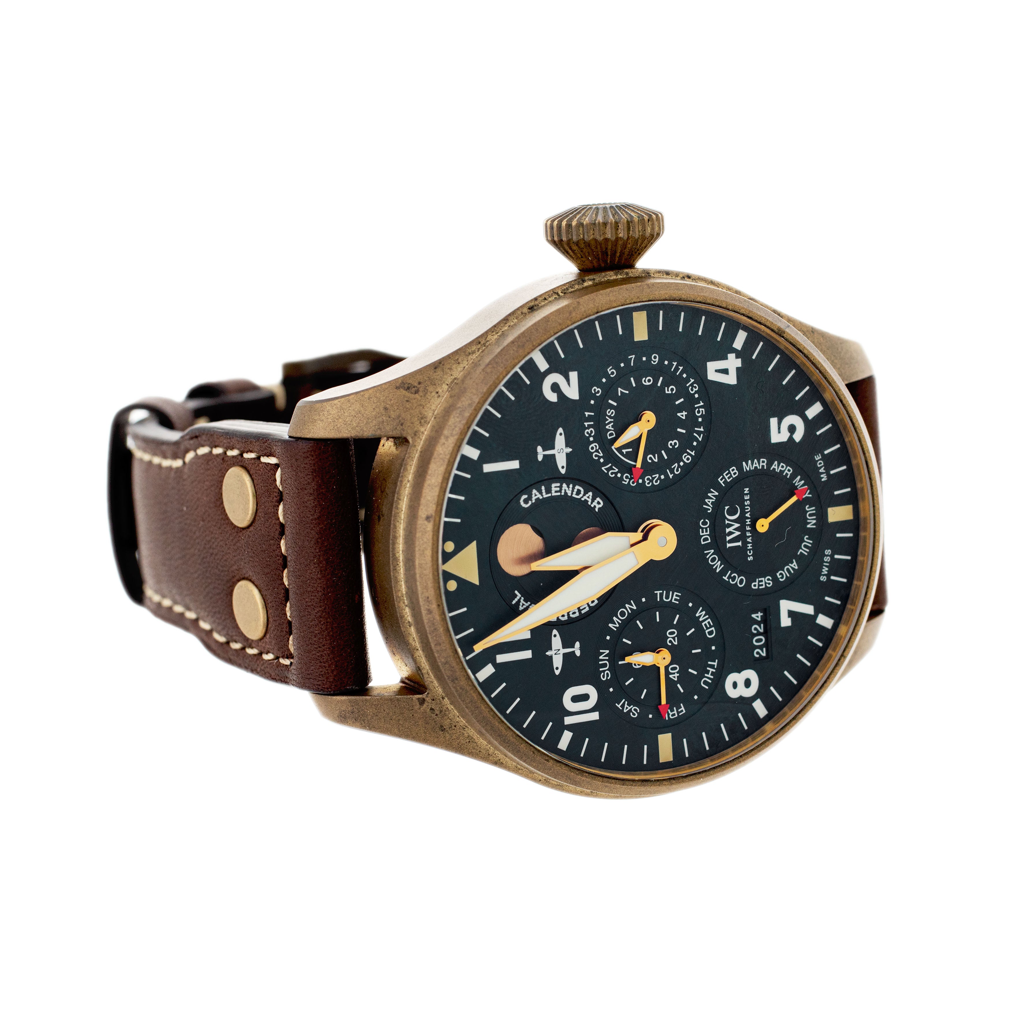 IWC Big Pilot Perpetual Calendar Spitfire Bronze Green 46.2mm IW503601 Full Set