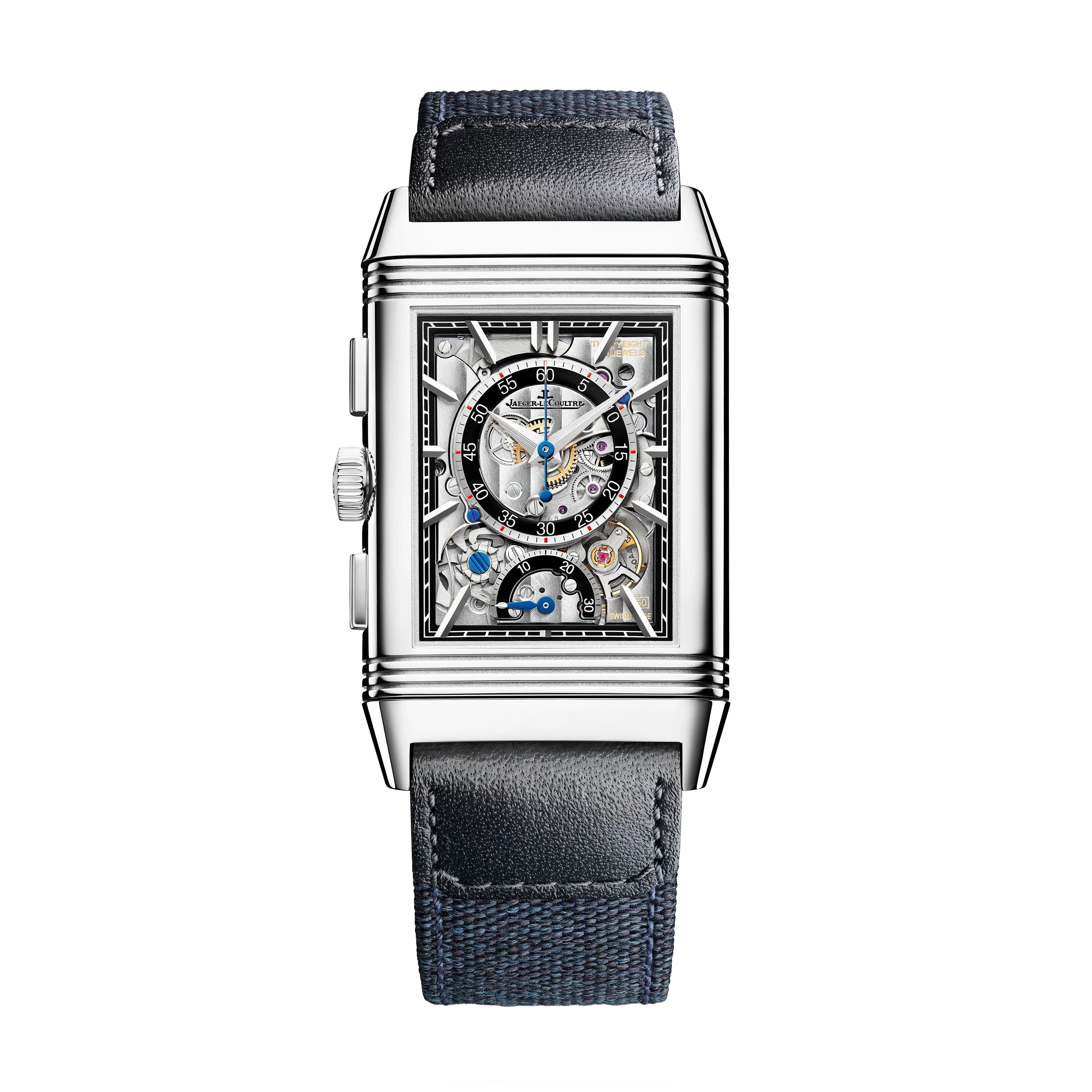 Jaeger-leCoultre Reverso Tribute Chronograph Watch, 49.4x29.9mm Blue Dial, Q389848J